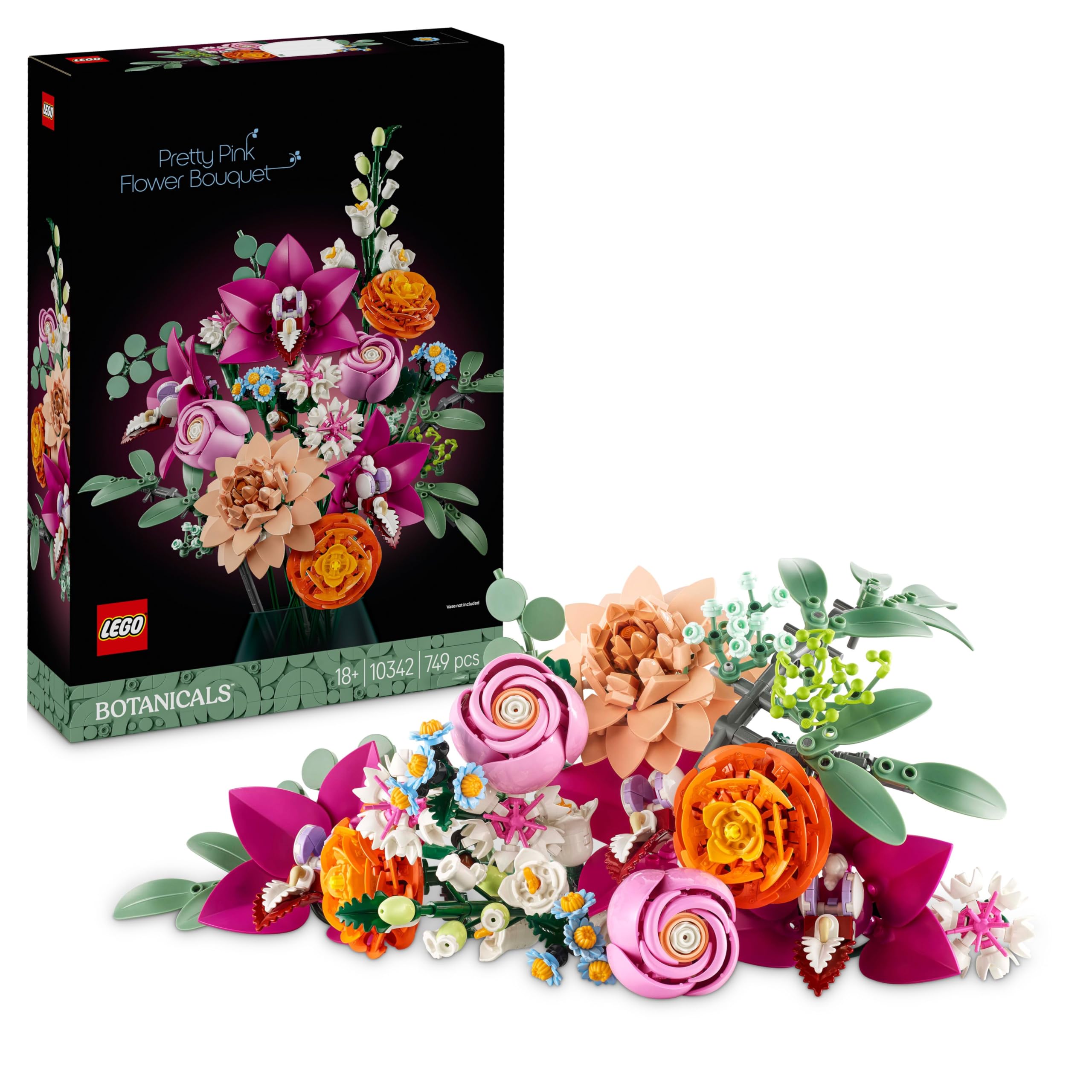 LEGO Botanicals Pretty Pink Flower Bouquet 10342 - 15 Buildable Stems | Adjustable | 749 Pieces 1