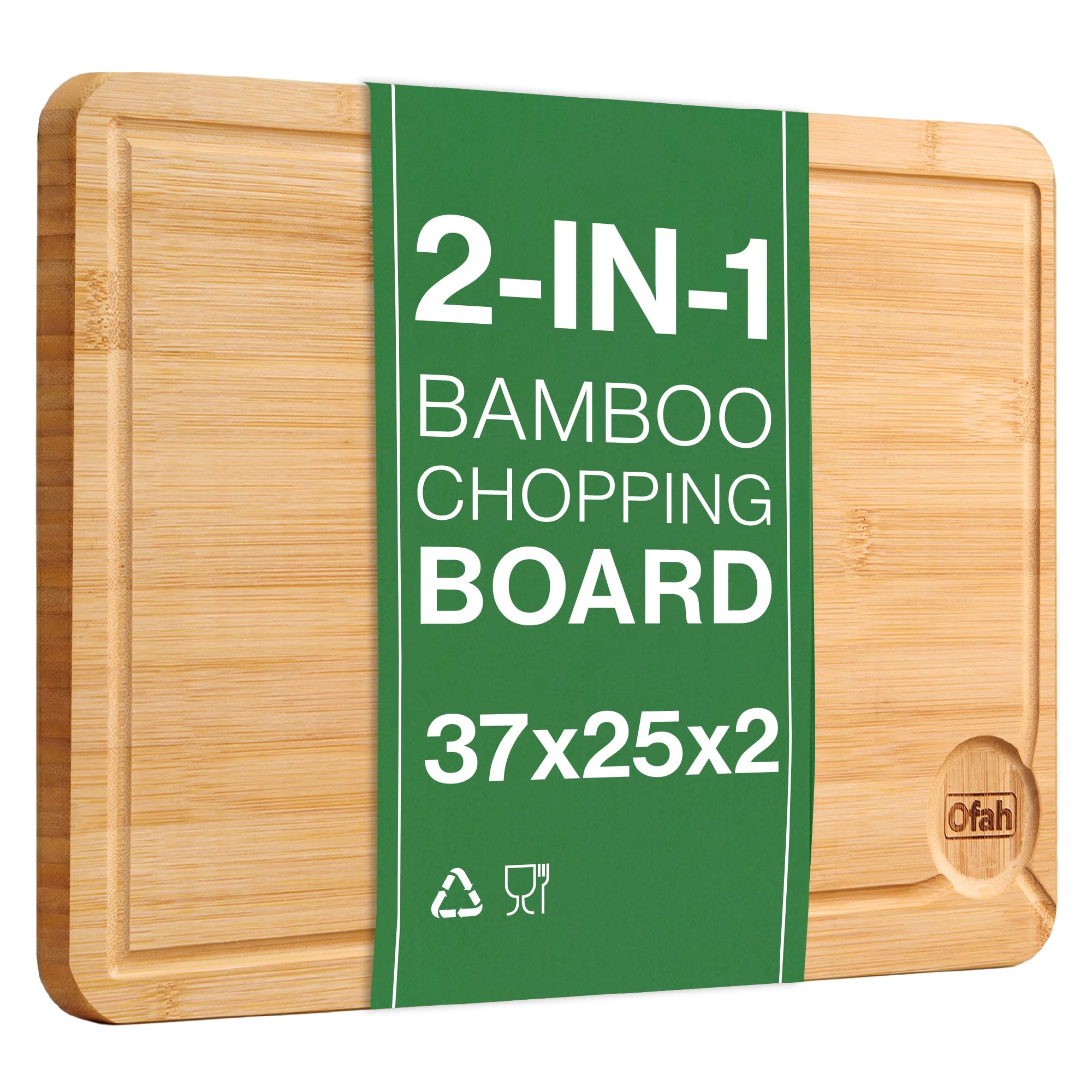 Vivo Technologies Bamboo Cutting Board - Large Reversible Serving Board | 37 x 25 x 2cm 1