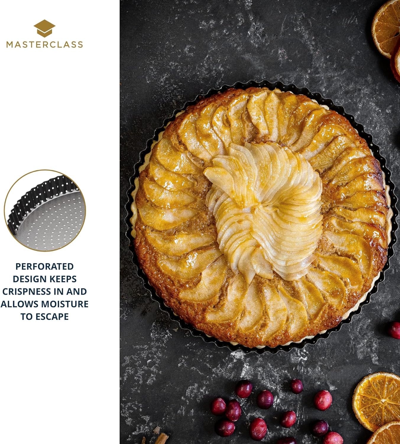 MasterClass Crusty Bake 20 cm Perforated Quiche Tin | Carbon Steel, Loose Base, Non-Stick 4