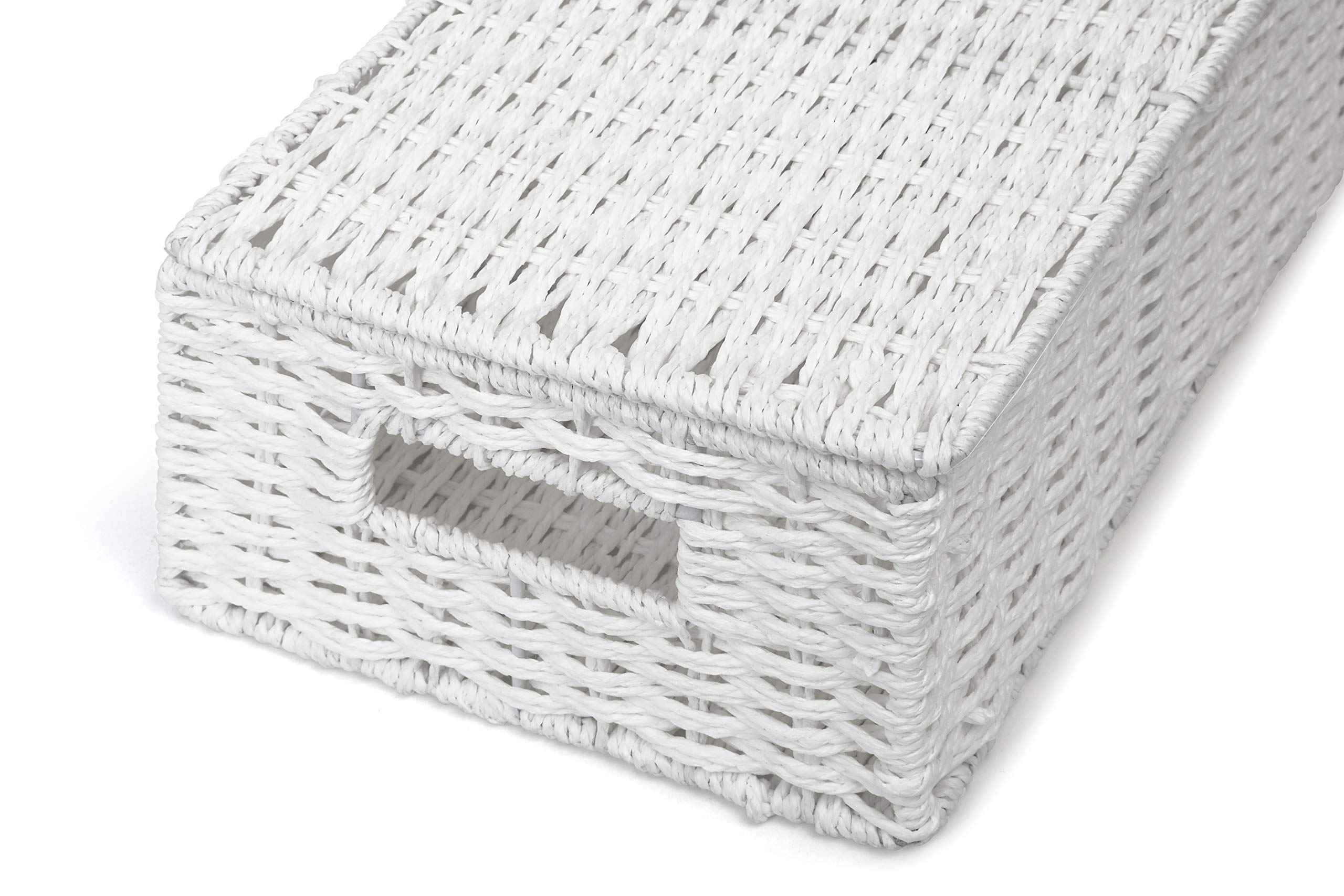 ARPAN Paper Rope Storage Box with Lid - Medium Size, Stackable | White Finish | 28x20x11.5cm 5