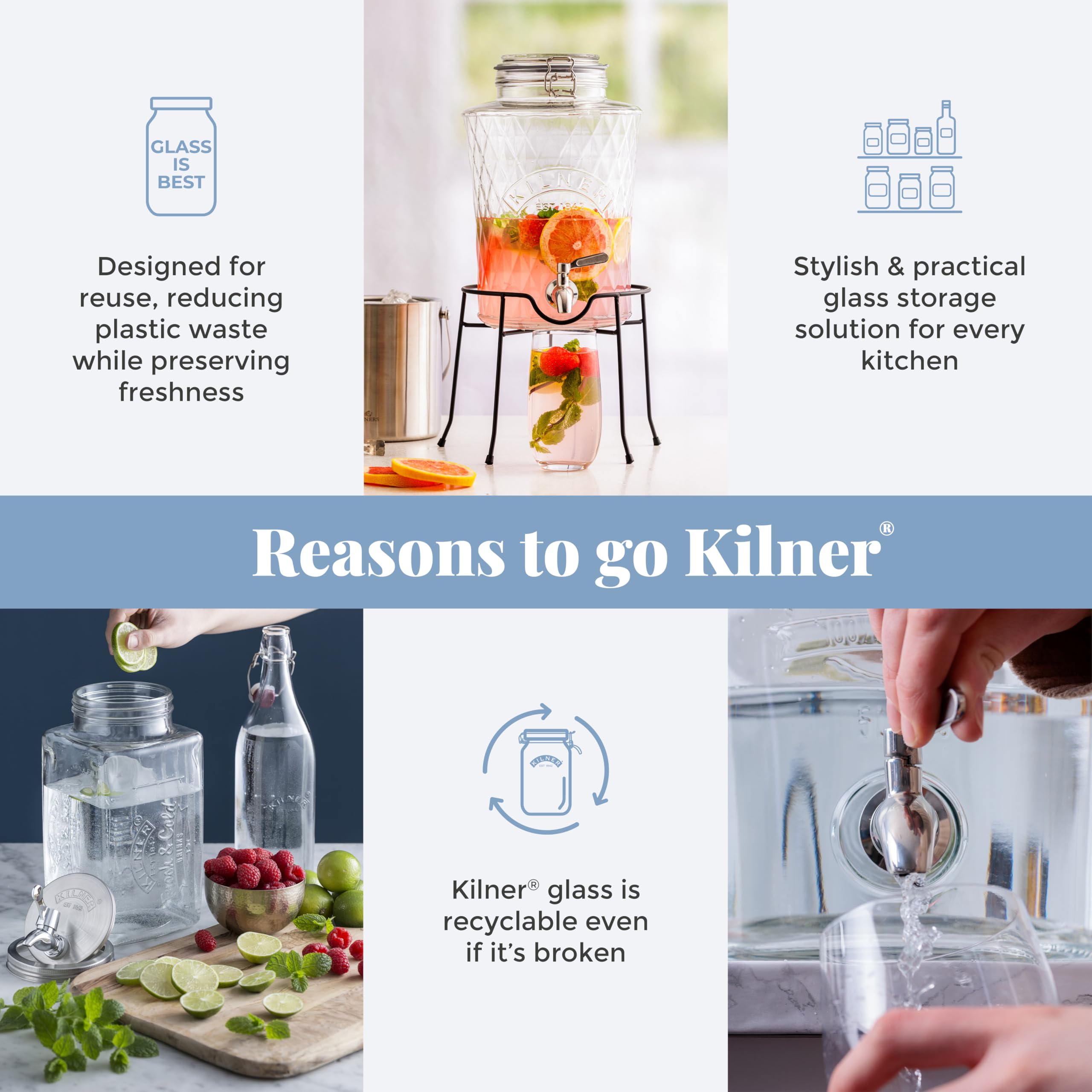 Kilner Stainless Steel Drinks Dispenser Tap | Leak-Proof | Fits 3L, 5L, 8L Dispensers 6