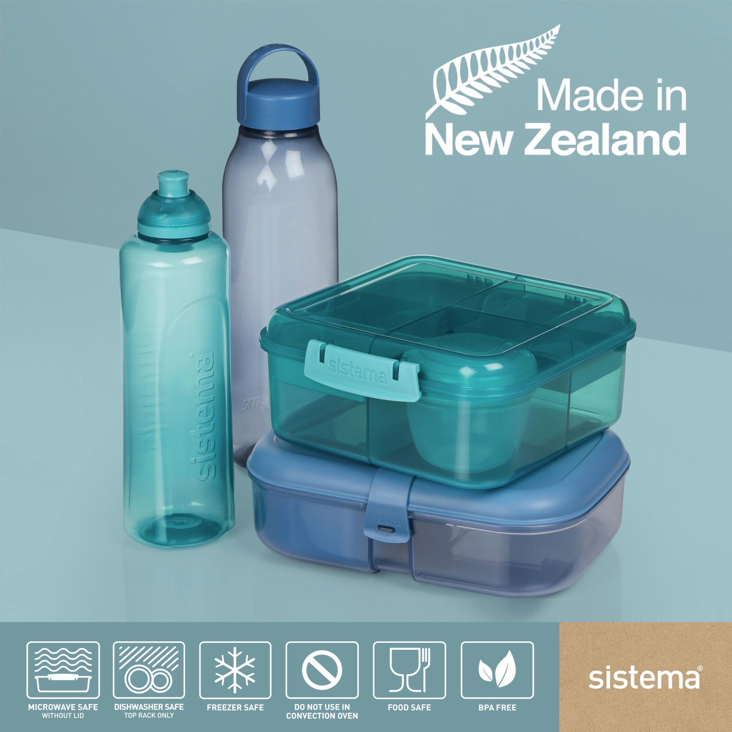 Sistema Ocean Bound Plastic Bento Box - 1.1 L Capacity | Teal/Blue | Microwave Safe 8