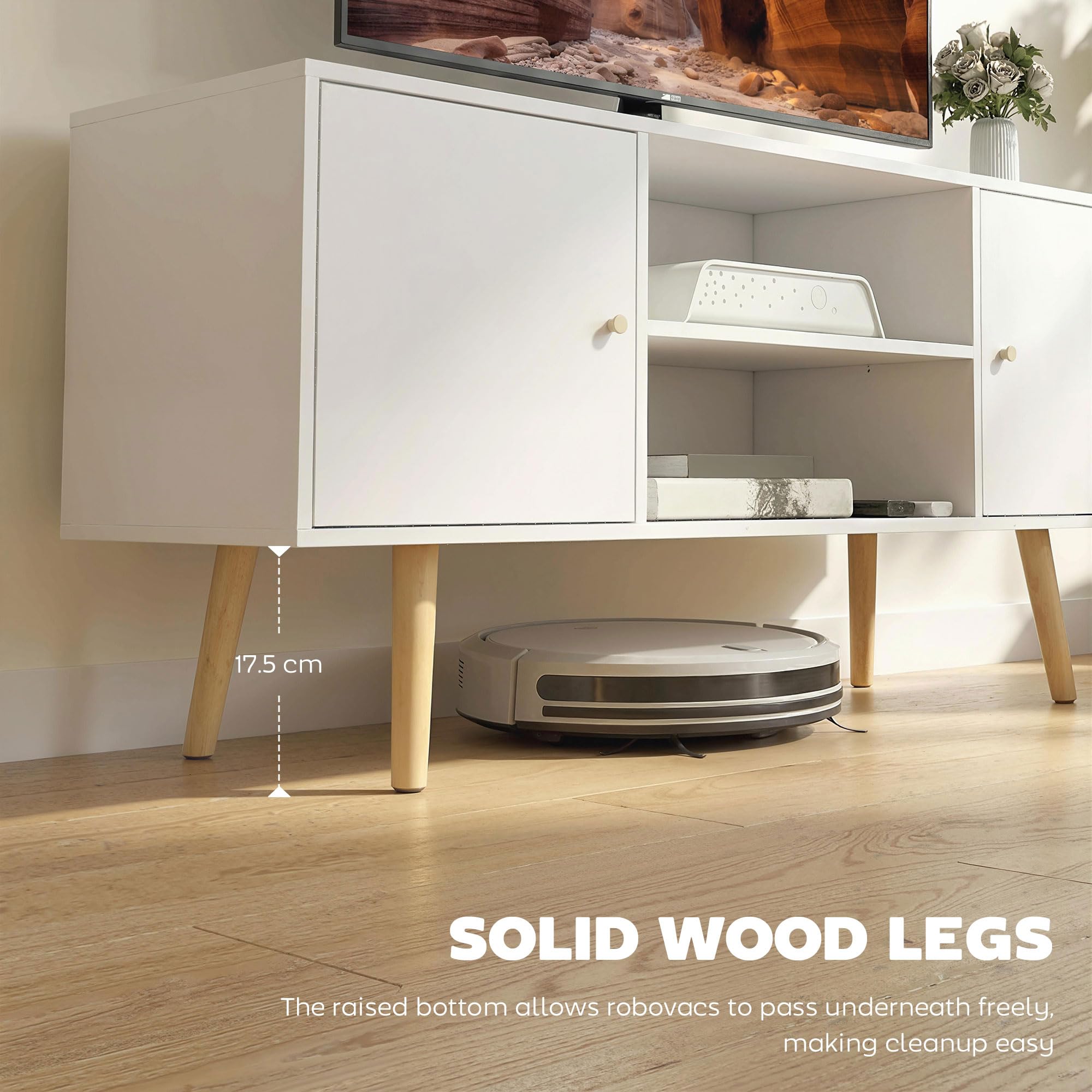 HOMCOM TV Stand Cabinet for up to 55 Inches | White Engineered Wood | 120cm Wide 5
