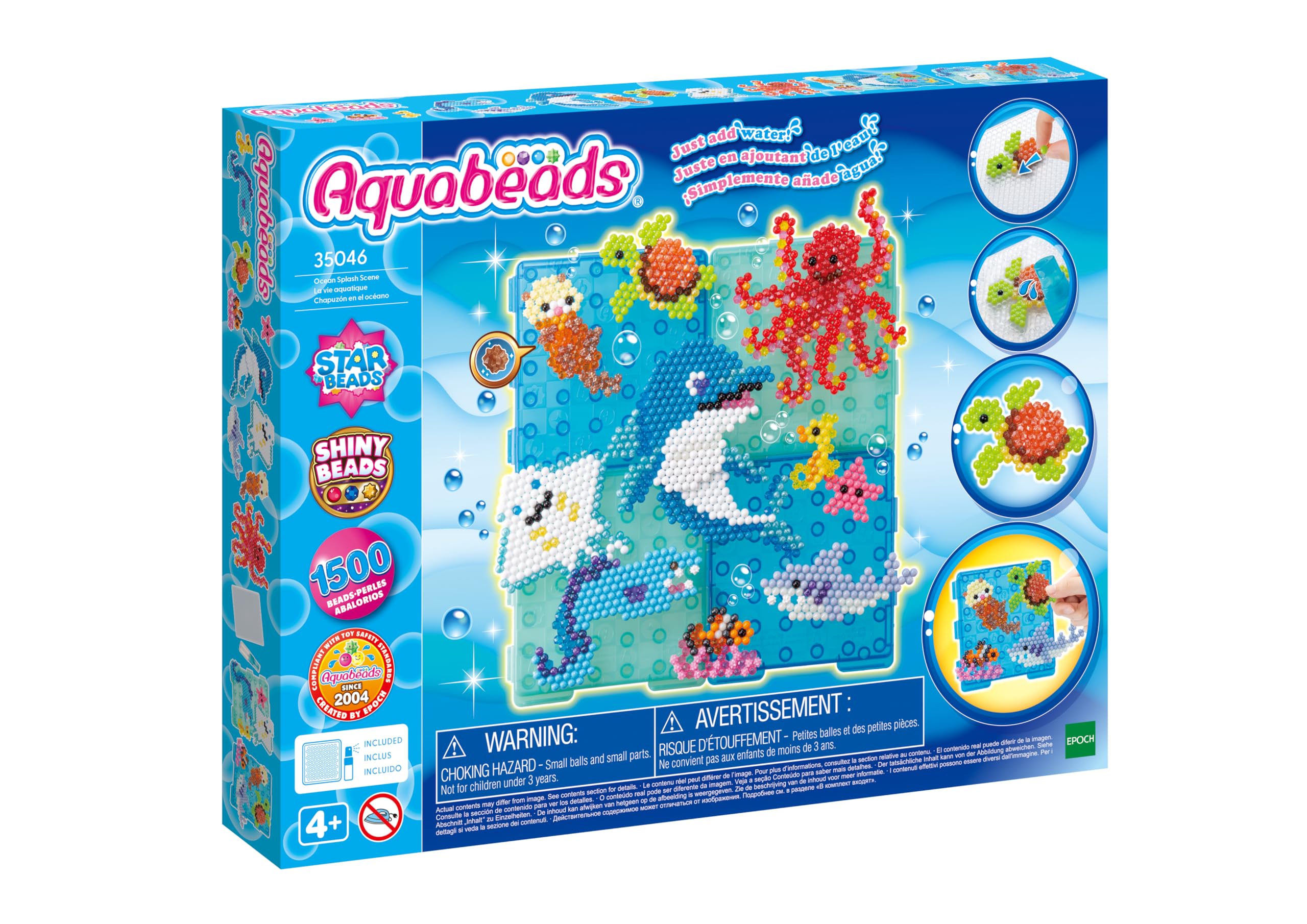 Aquabeads Ocean Splash Scene Beading Kit - 1500 Beads, 29 Colors | Ages 4+