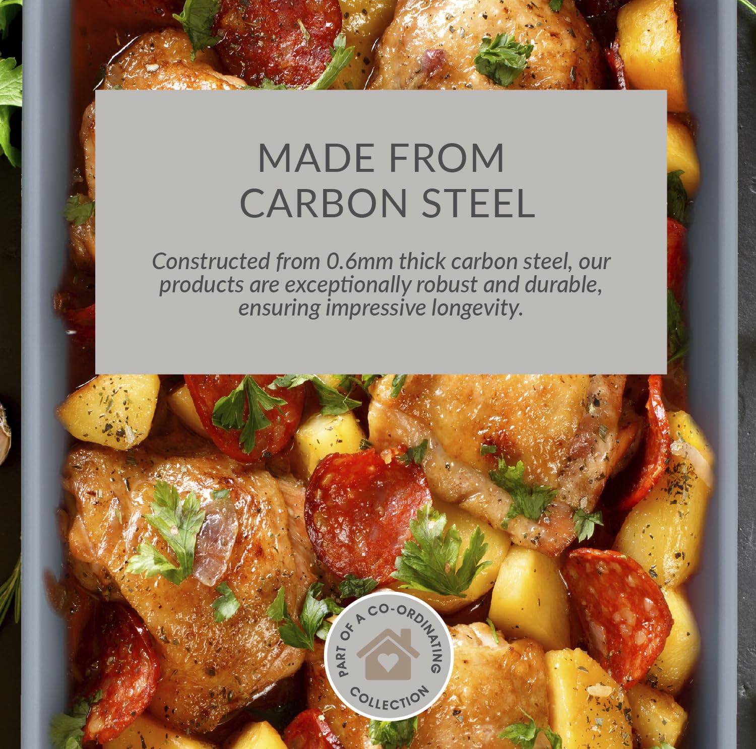 Cooksmart Signature Roasting Tin - 39cm Carbon Steel | PFOA-Free Non-Stick 6
