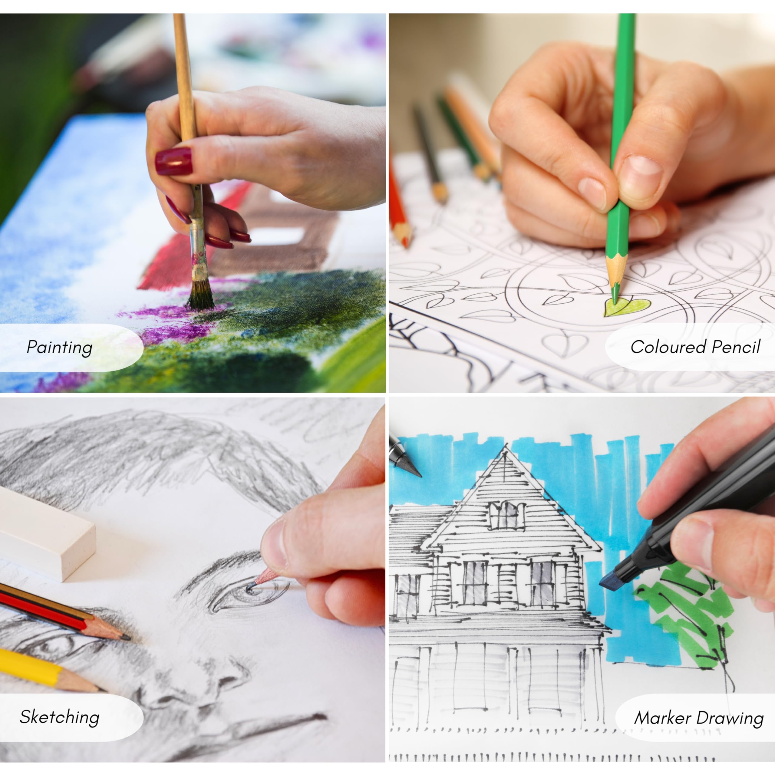 Creavvee A4 Sketch Pad for Artists - 80gsm Acid-Free Paper | 60 Sheets | Ideal for Pencils, Markers, Charcoal 6