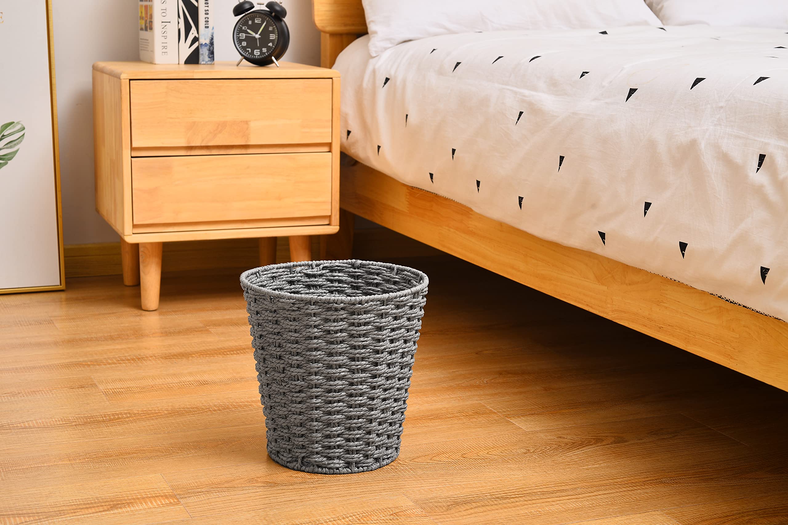 Zuvo Round Wicker Waste Paper Bin - Hand Woven Jute | Grey | 25x25x18 cm 8