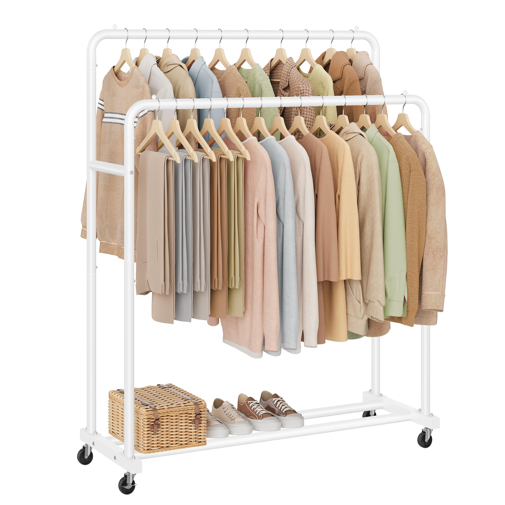 SONGMICS Clothes Rack on Wheels - Heavy Duty Steel, 90 kg Capacity | Matte White 1