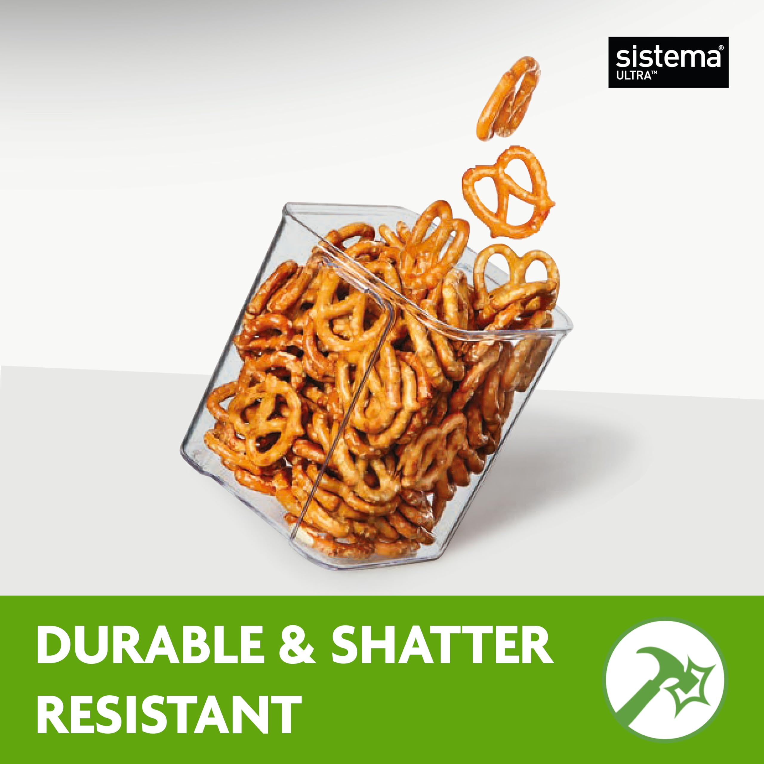 Sistema Ultra Tritan Airtight Food Container Set - 3 Square Containers (1.3L + 2x 700ml) | Stackable, BPA-Free 3