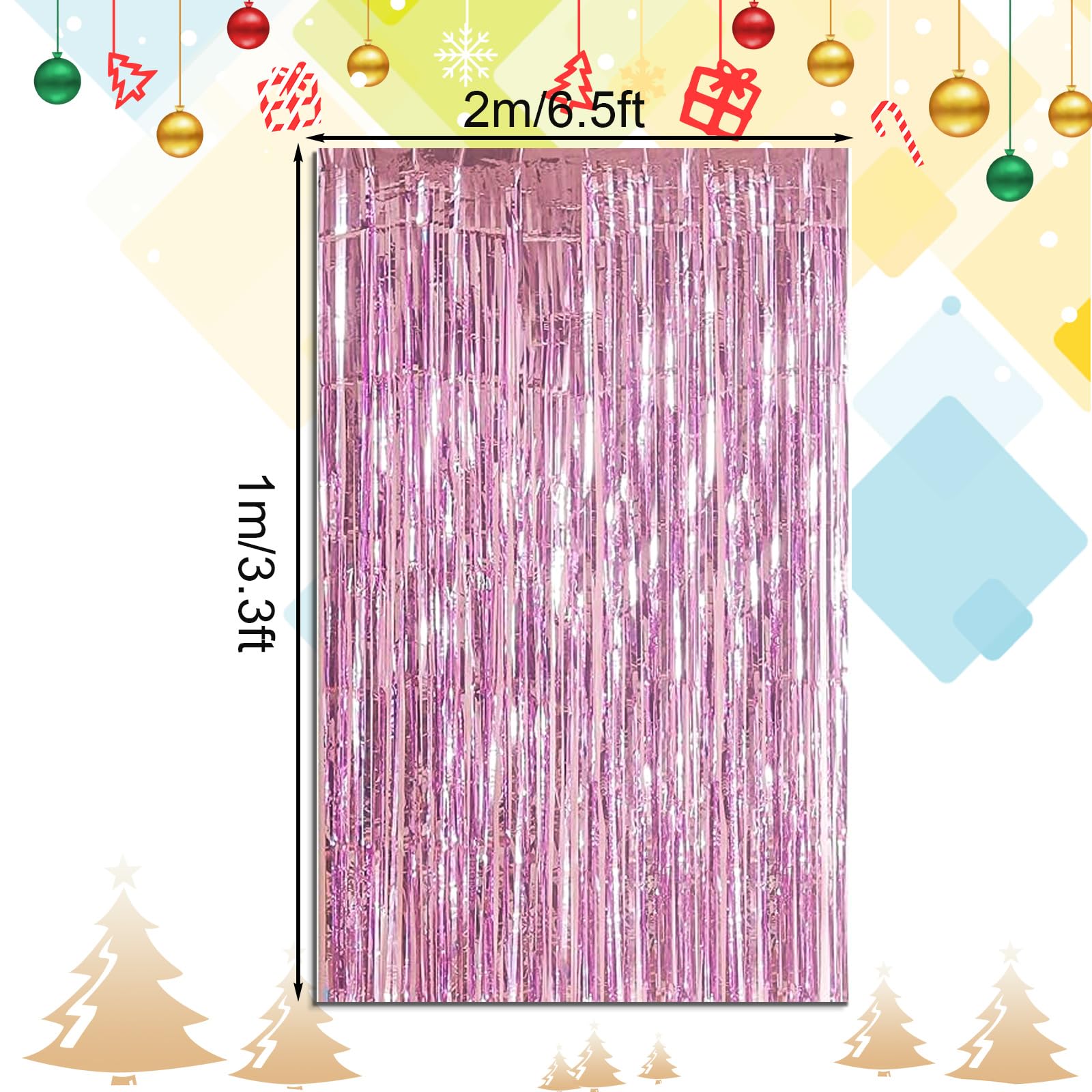 ASelected 6 Pack Pink Tinsel Foil Fringe Curtains - 1x2M Metallic Backdrop for Parties 2