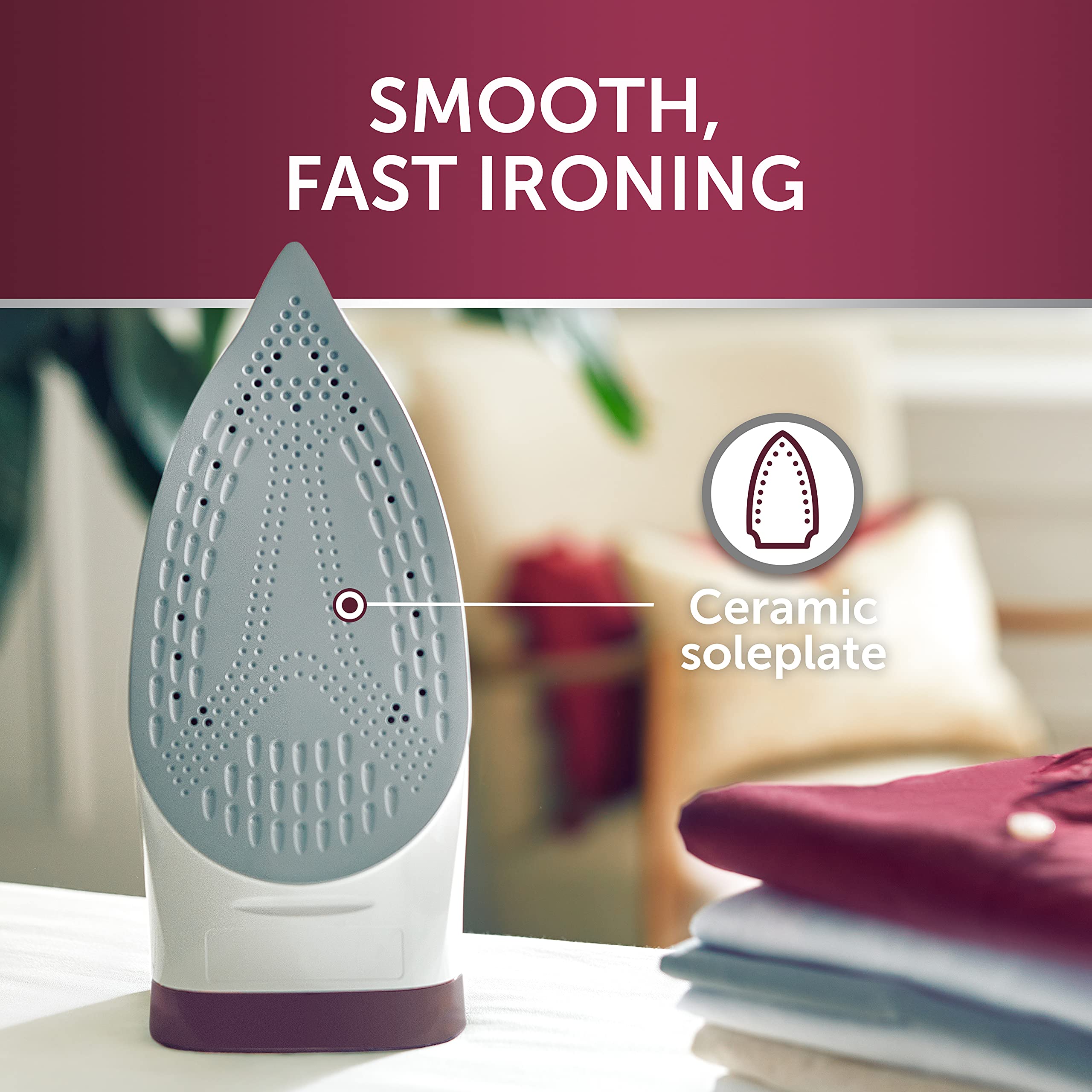 Breville SuperSteam Steam Iron - 2400W | 180g Steam Shot | Ceramic Soleplate | Red