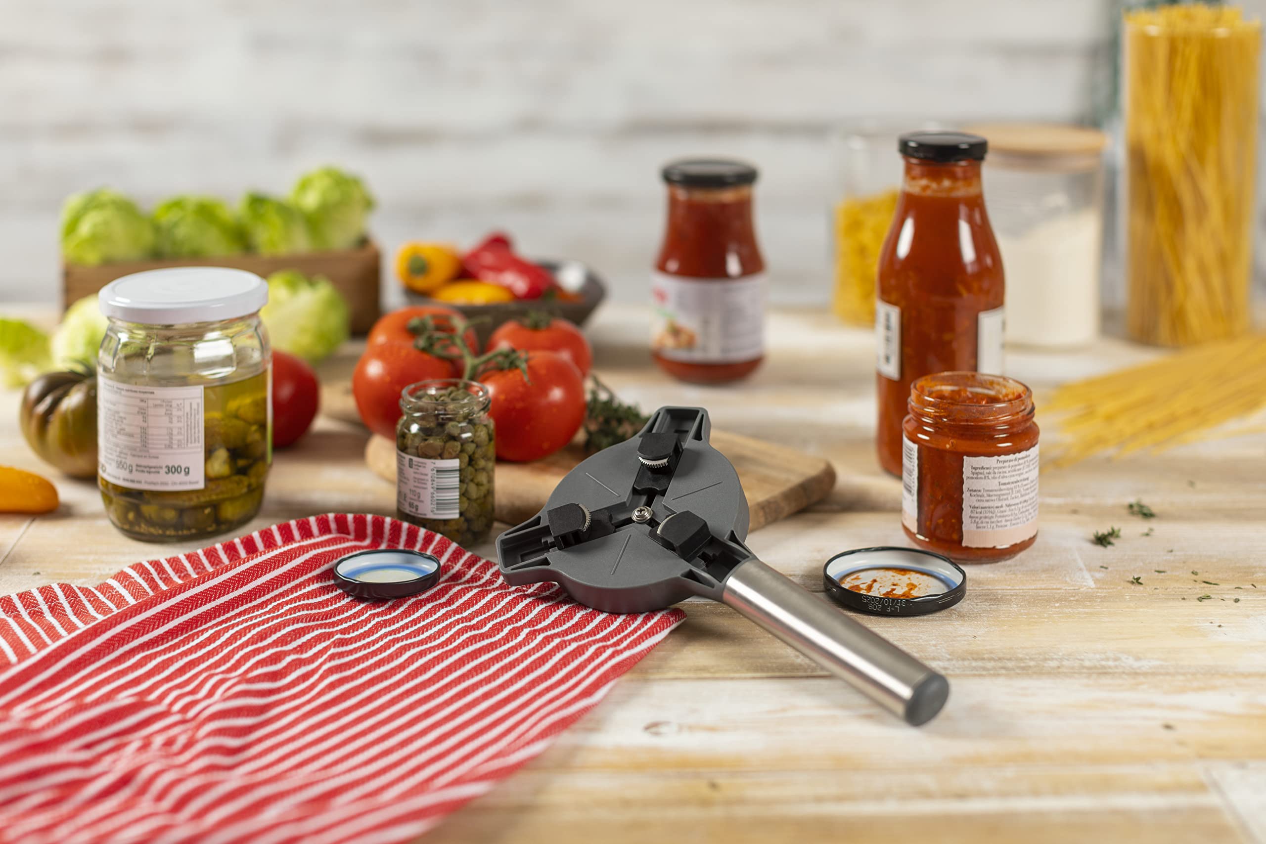 Kuhn Rikon Jar Opener with 3 Steel Grippers - Fits Lids 2.5–9cm | Stainless Steel | Grey 3