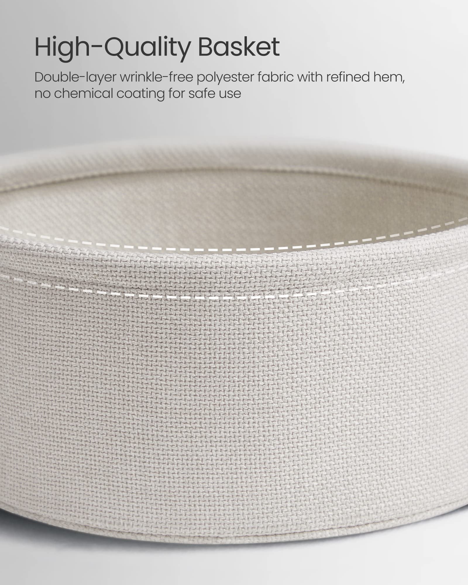 VASAGLE Round End Table with Fabric Basket - Cement Grey/Cloud White | 45 x 50 cm | Space Saving 6