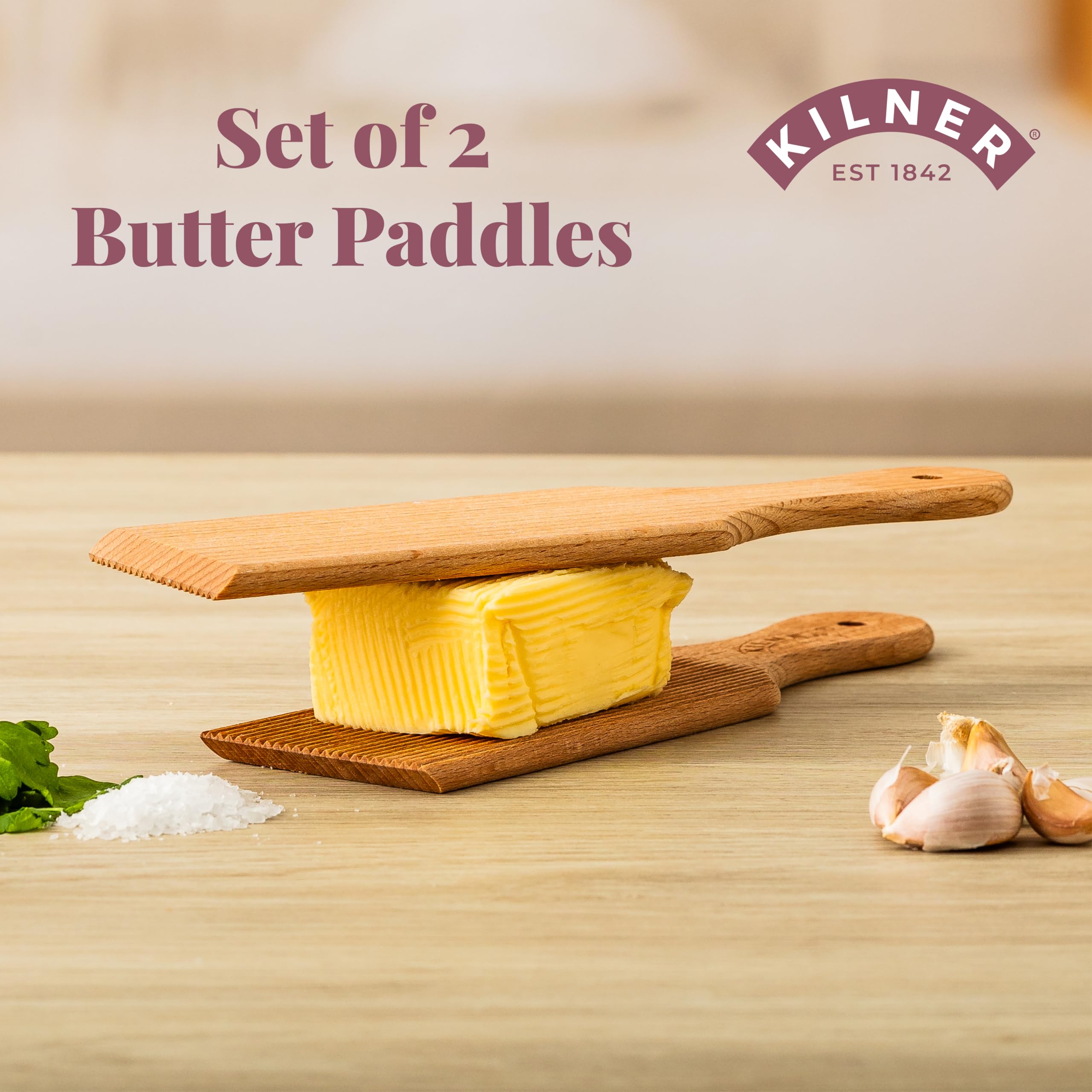 Kilner Butter Paddles Set of 2 Natural Beech Wood Paddles for Shaping Homemade Butter | 23cm Length 2