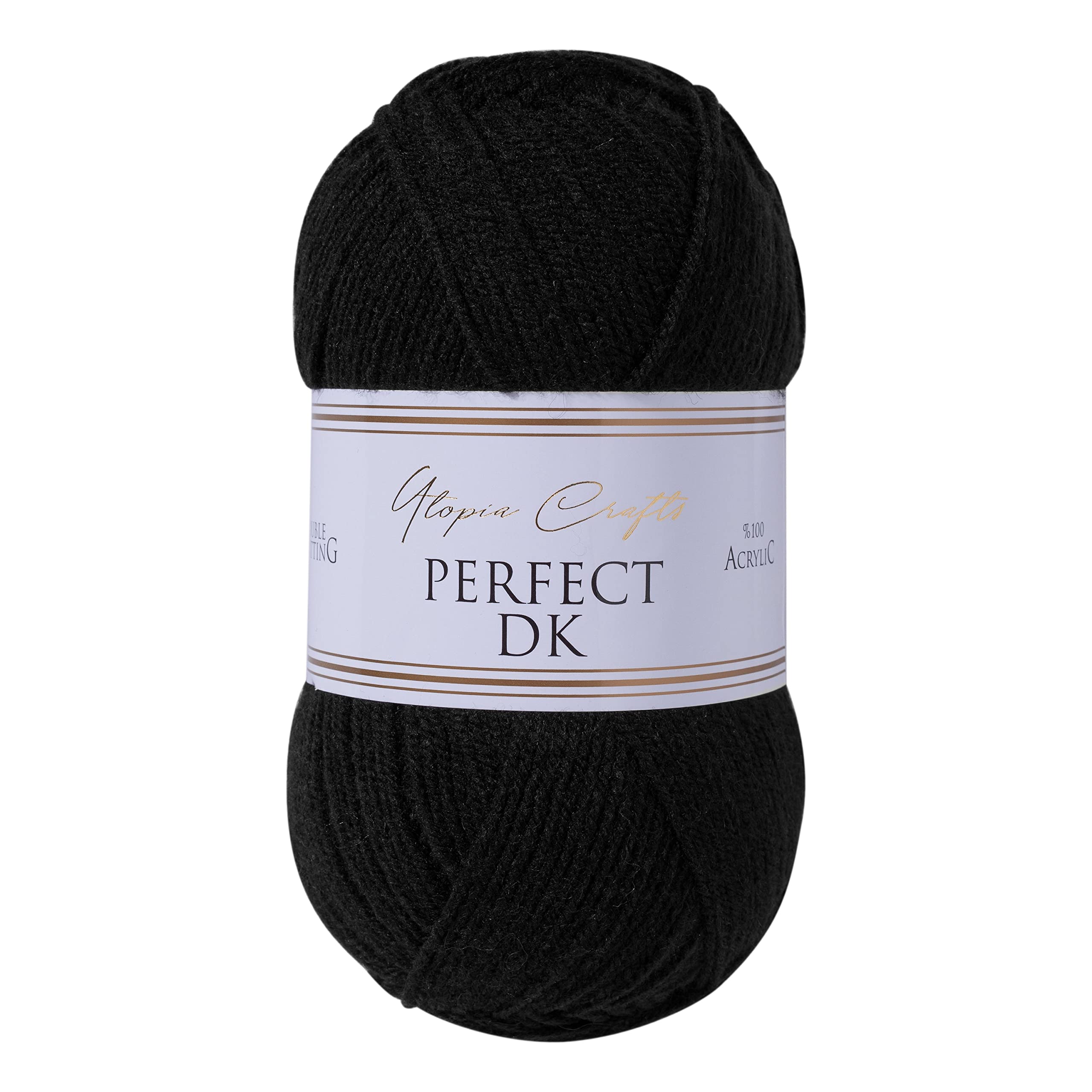 Utopia Crafts DK Double Knitting Yarn - 100% Acrylic, Black | 5 x 100g Balls (1500m Total) 2