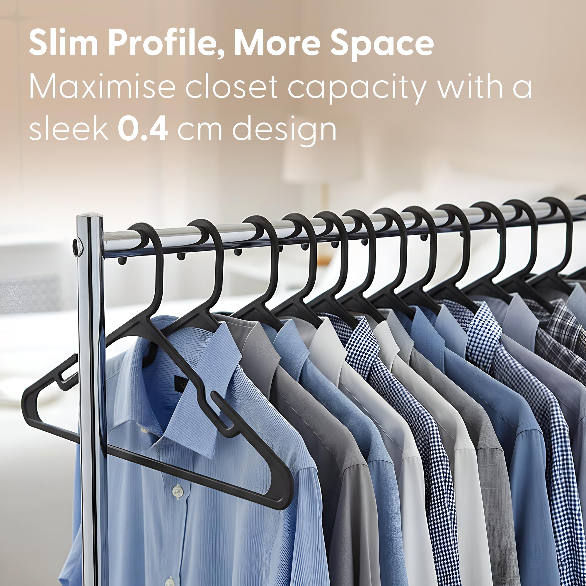 KEPLIN Plastic Clothes Hangers - 25 Pack Slim Durable Coat Hangers | Anti-Slip Grooves | Black 3