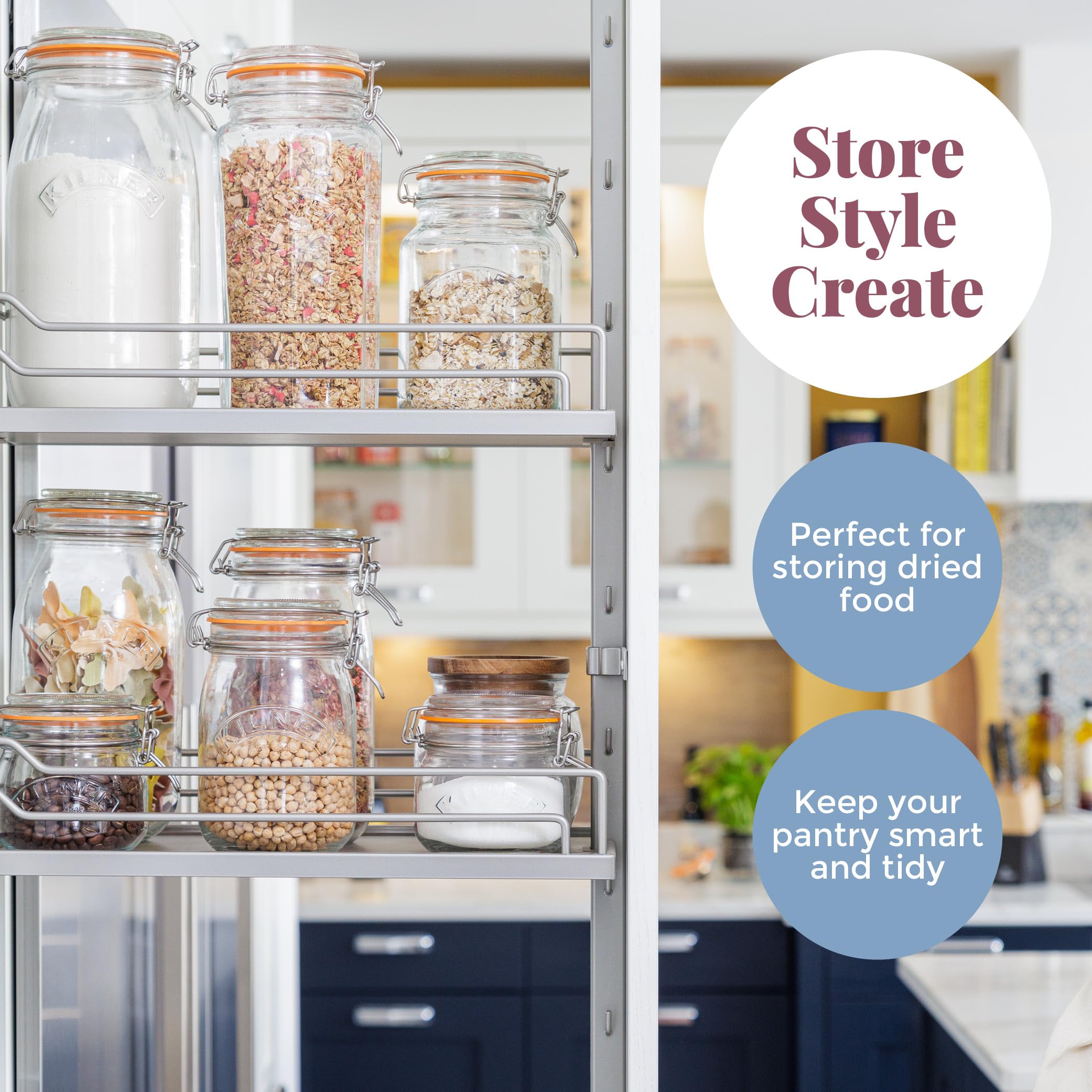 Kilner 2 Litre Square Clip Top Jar - Space Saving Pantry Storage | Airtight Seal 8
