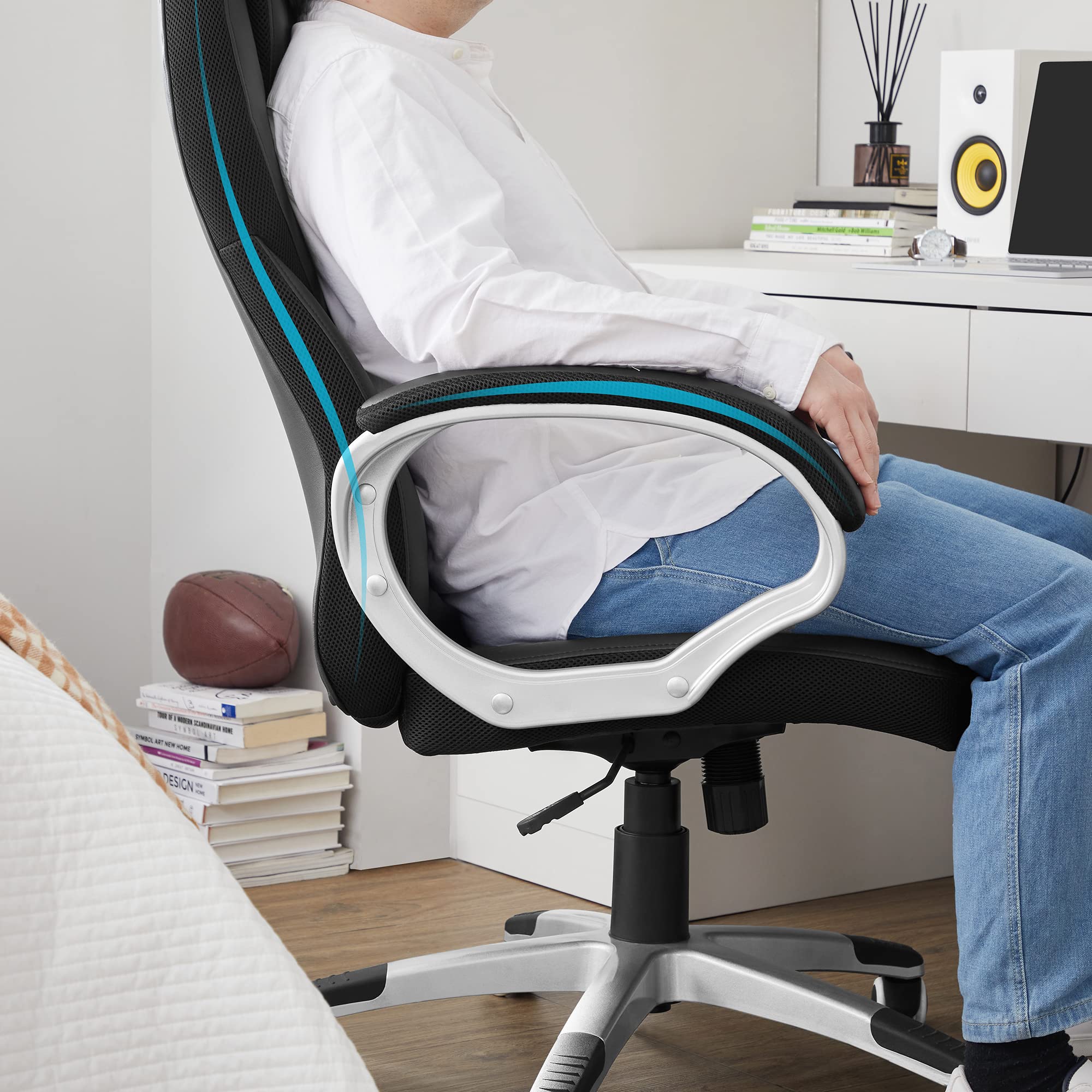 SONGMICS Ergonomic Executive Desk Chair - Adjustable Height, High Back, Black PU | Supports up to 150 kg 7