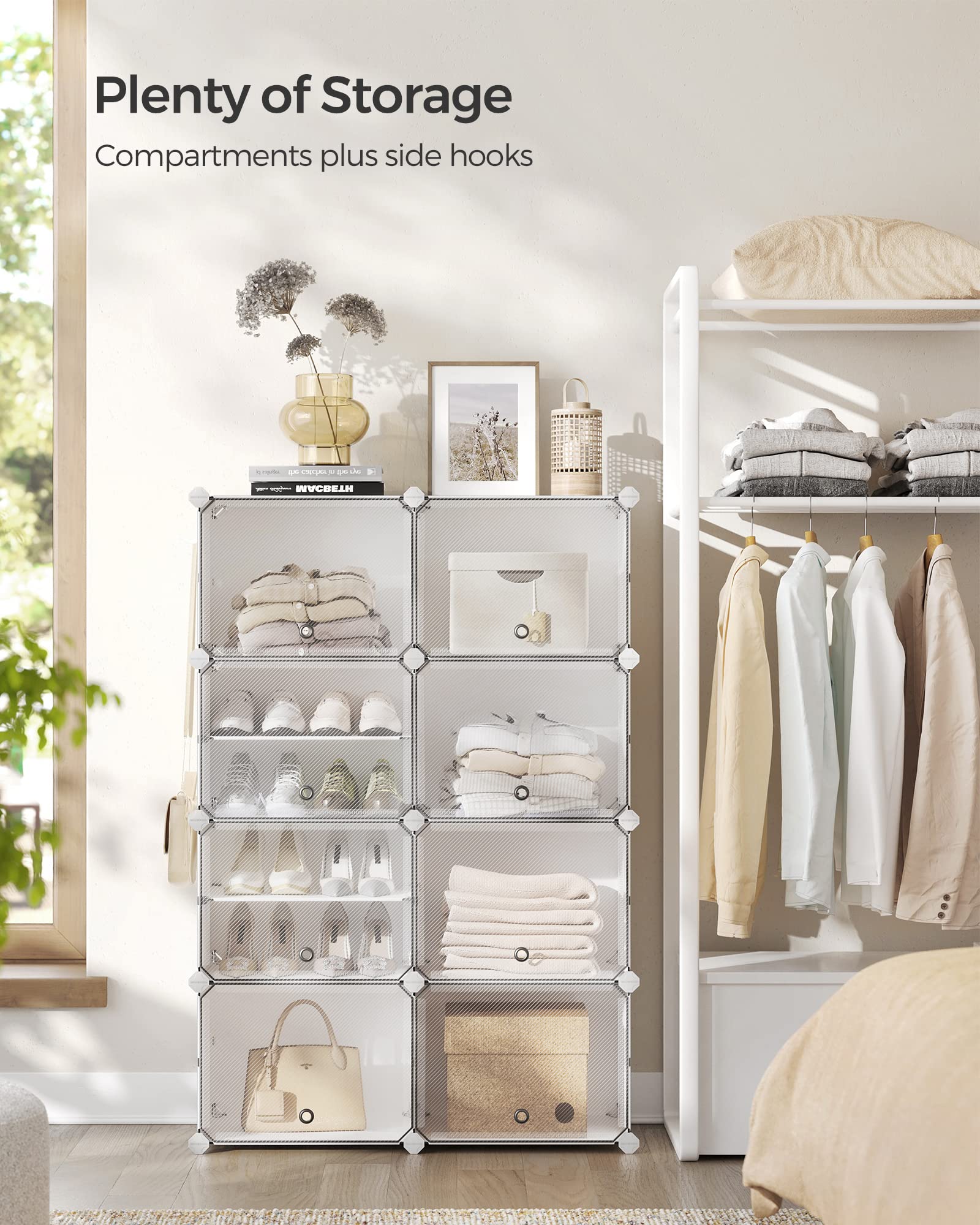 SONGMICS Interlocking Shoe Rack - Modular 8-Slot Storage Unit | Steel Frame | White 9