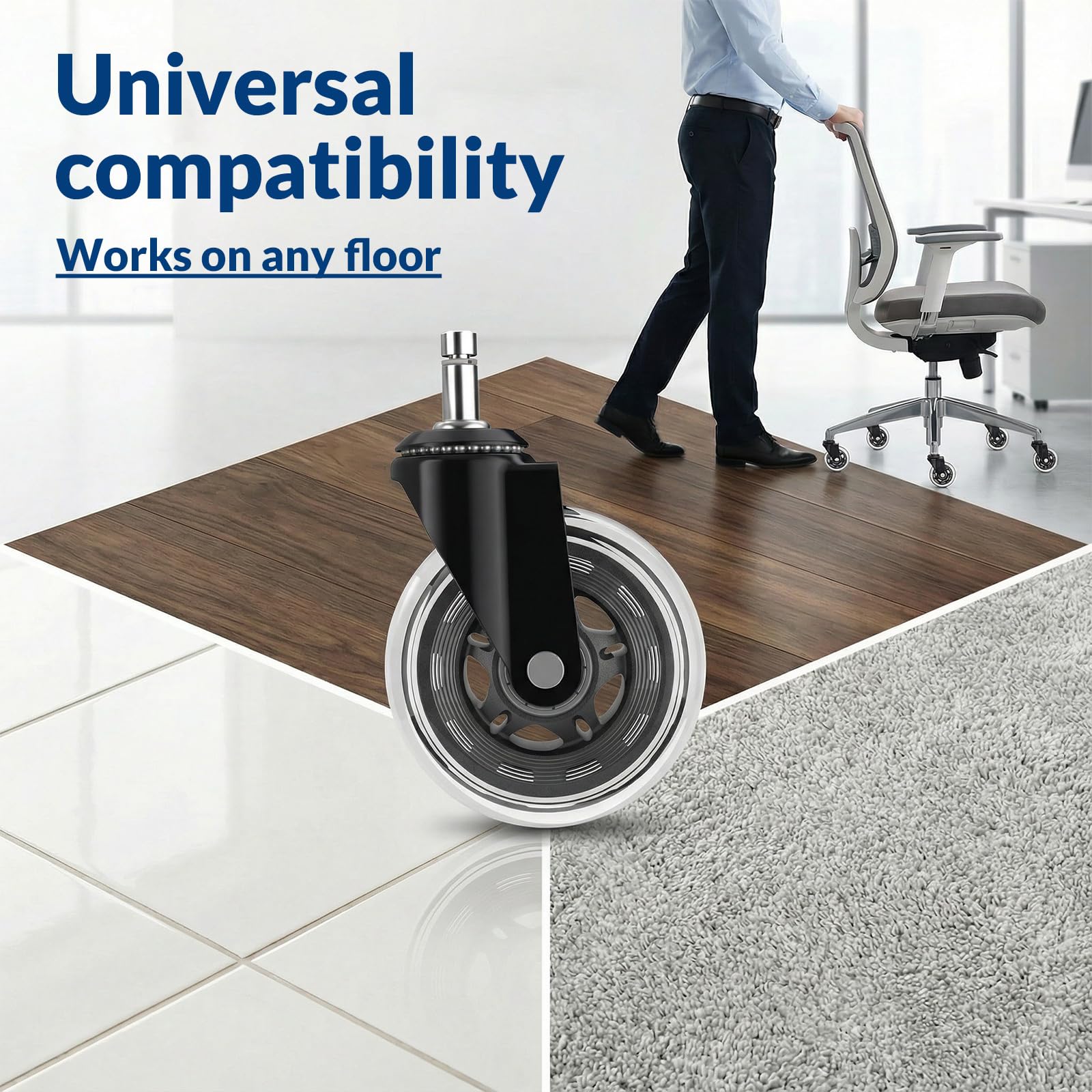 COSYLAND Office Chair Wheels Replacement - Floor-Safe Rubber Casters | 11x22mm Stem Mount | Supports up to 650lbs 5
