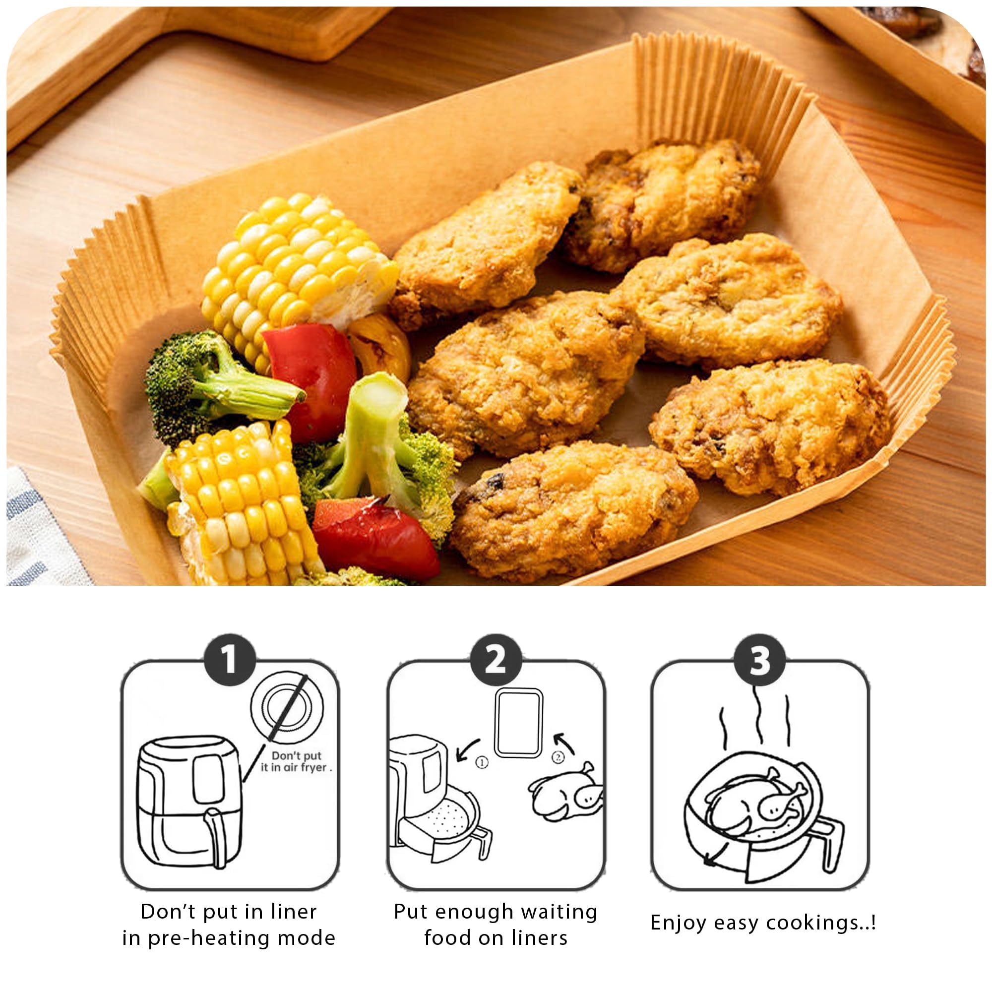 Roe Tenpo Air Fryer Liners - 100Pcs Disposable Non-Stick Parchment Paper for Dual Zone Fryers | 5.5 x 8.7 Inch 7
