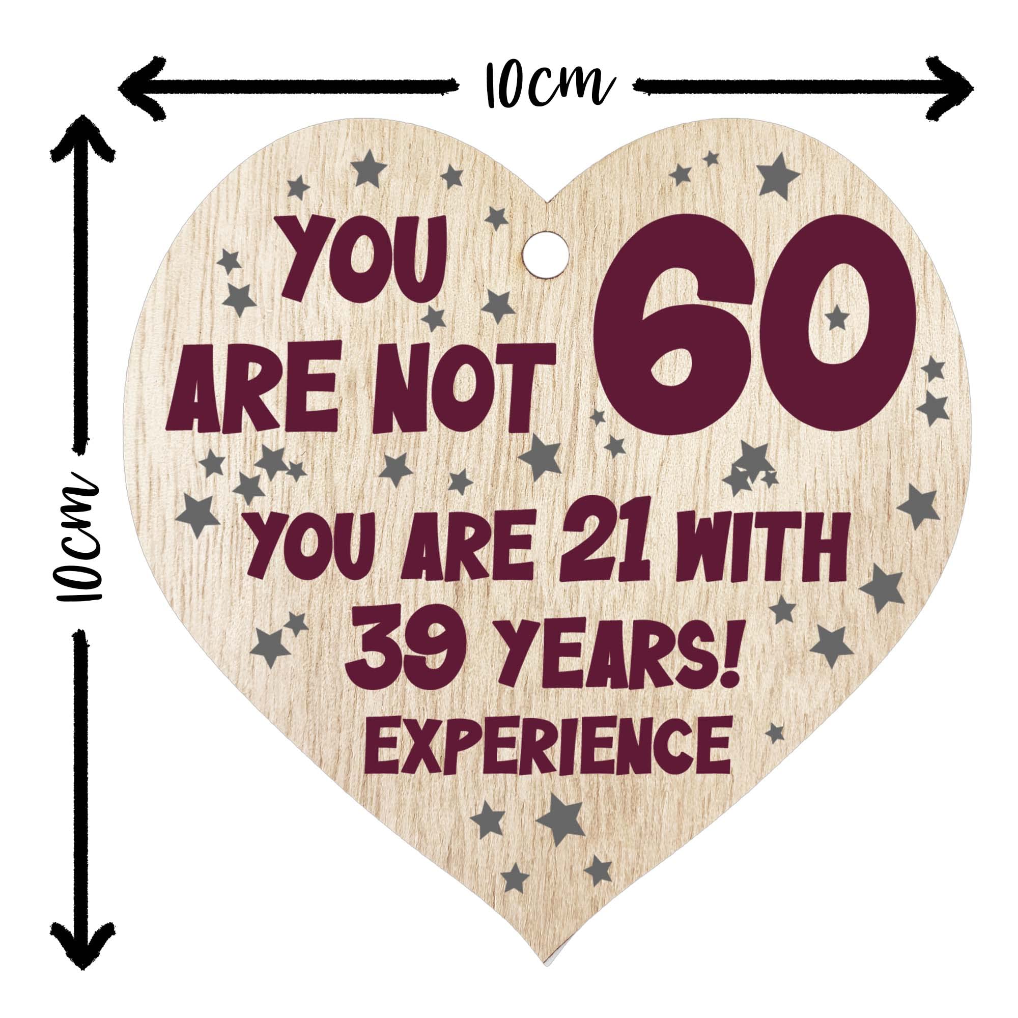 Stuff4 Wooden Heart Plaque - 60th Birthday Gift for Women & Men | Light Wood Keepsake | Made in the UK 6