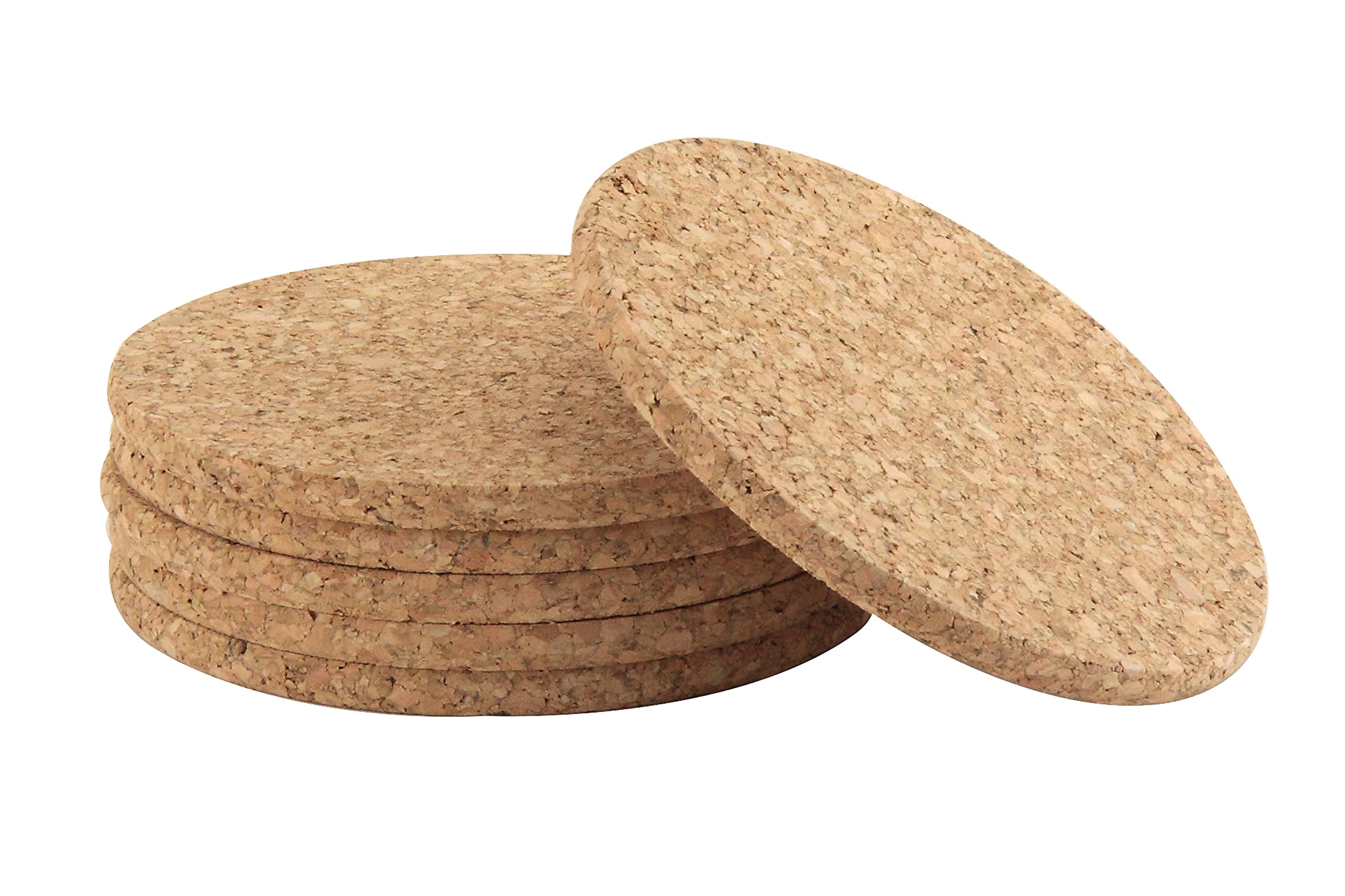 apollo 1560 Cork Coasters - Set of 6 Round Protectors | 10cm Diameter | Heat Resistant 4