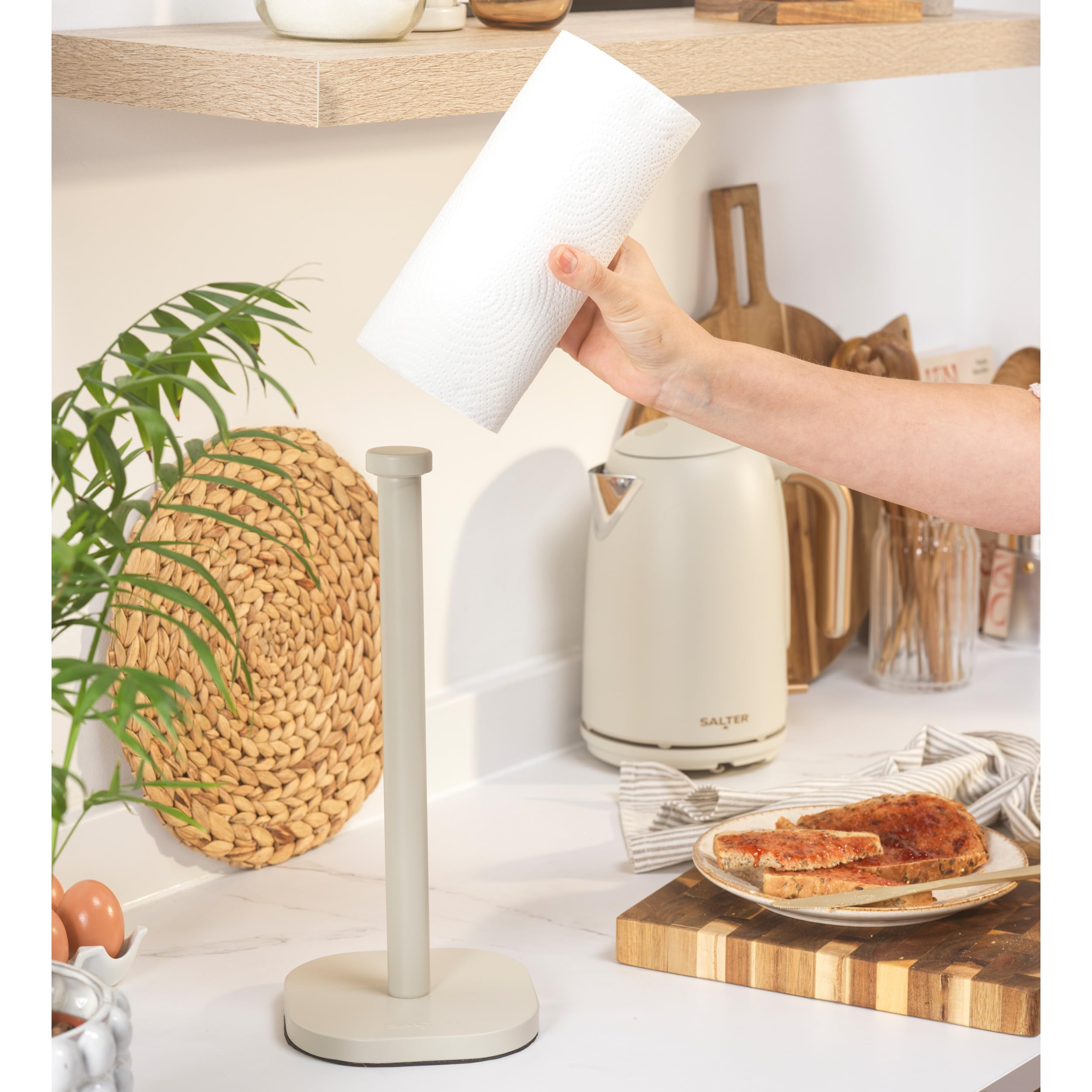 Salter Pebble Freestanding Paper Towel Holder - Carbon Steel | Beige | 15 x 34cm Footprint 5