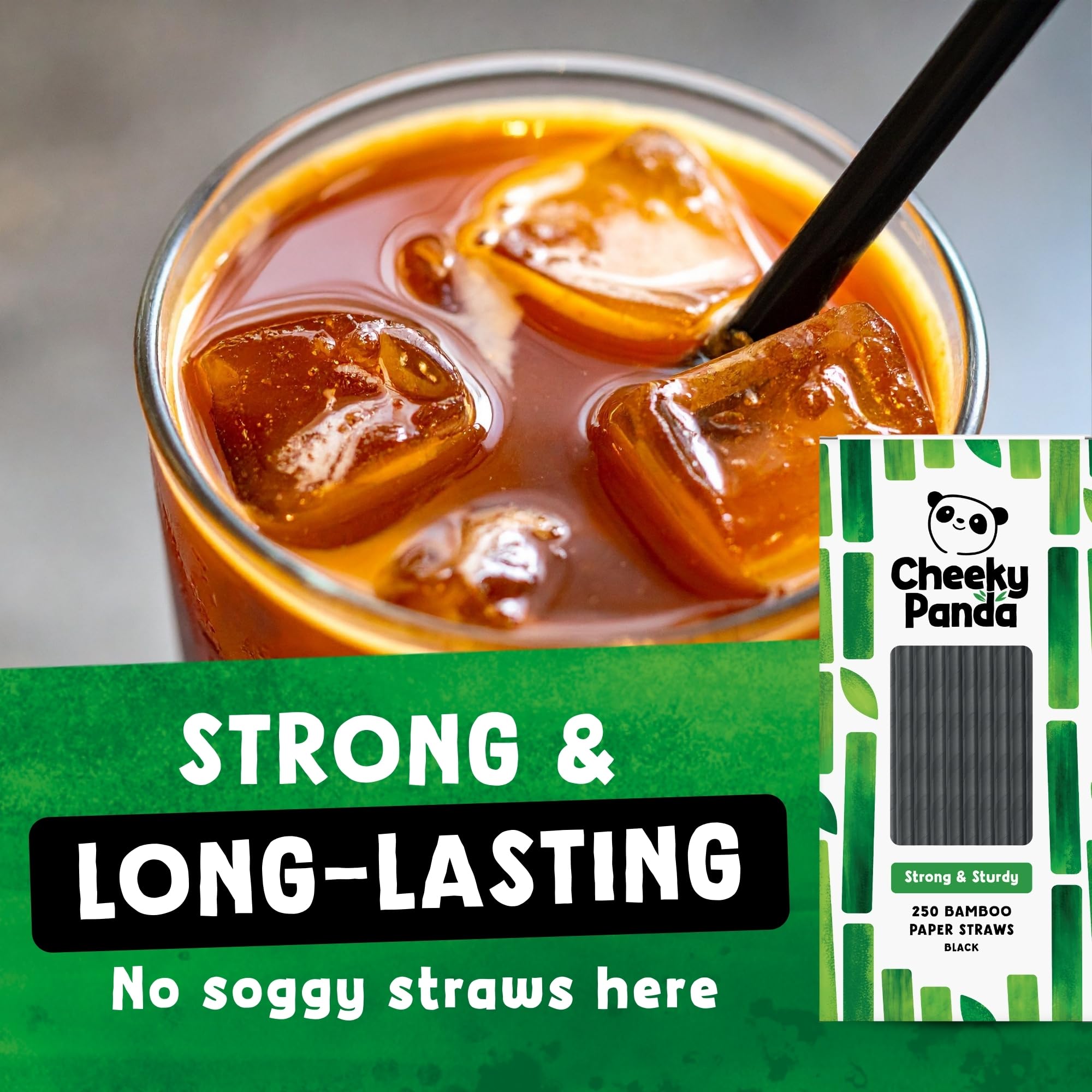 The Cheeky Panda Bamboo Paper Straws - 250 Black Count | Biodegradable | Vegan Friendly 5