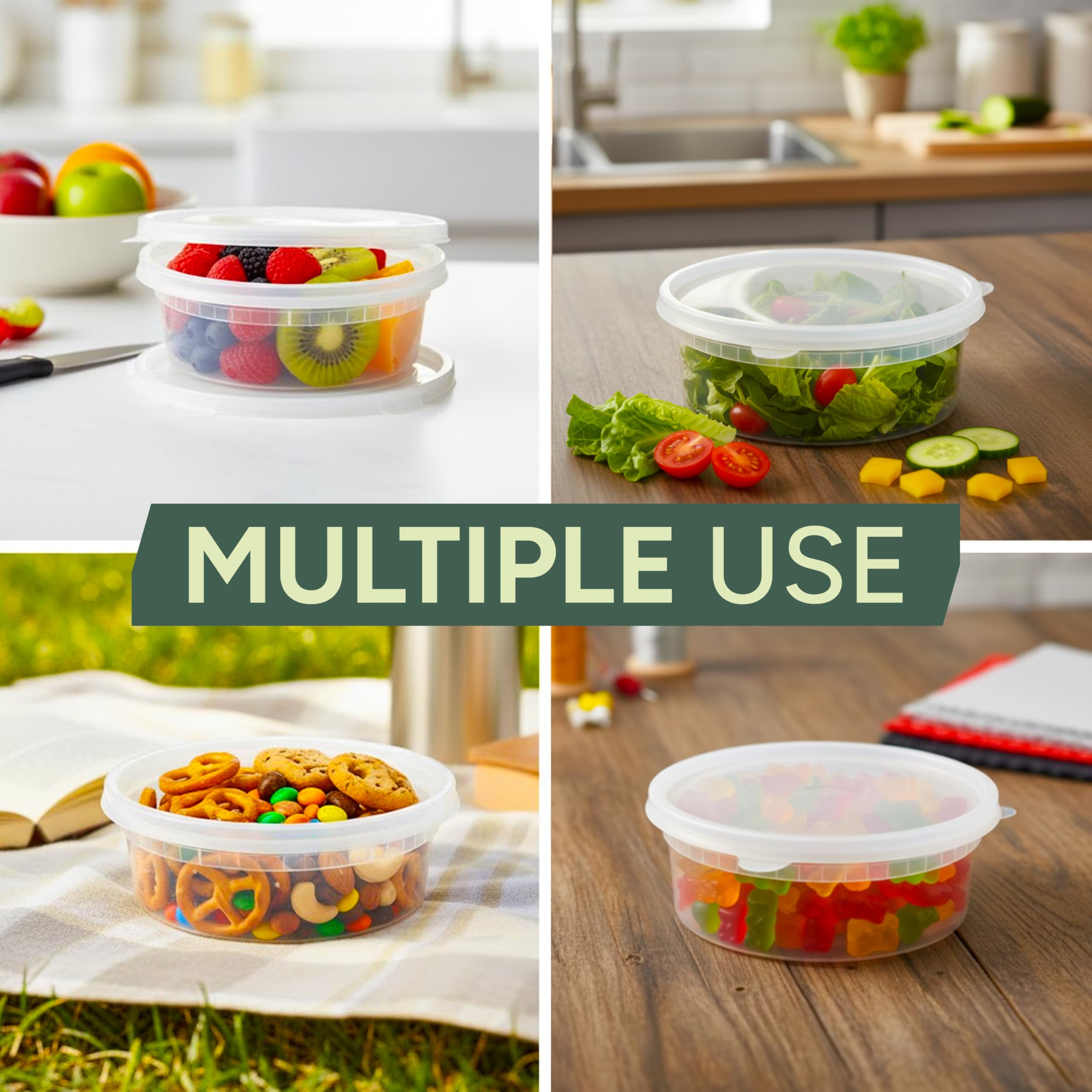 Zuvo Plastic Sauce Containers with Lids - 8 OZ (24 Pack) | BPA-Free, Microwave Safe 4