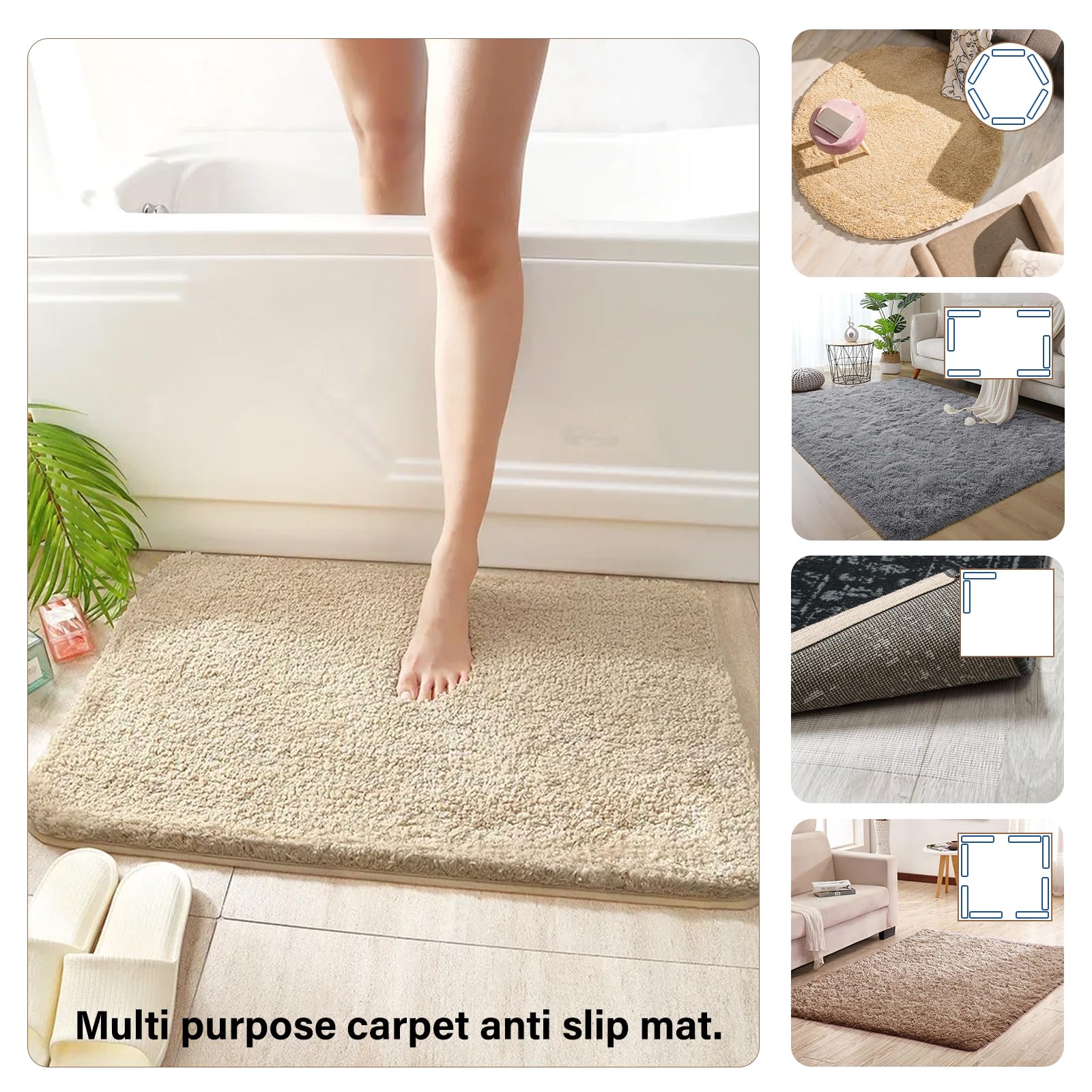 Admygo Rug Gripper - 24 PCS Reusable Anti-Slip Grips for Laminate, Wood & Tile Floors 6