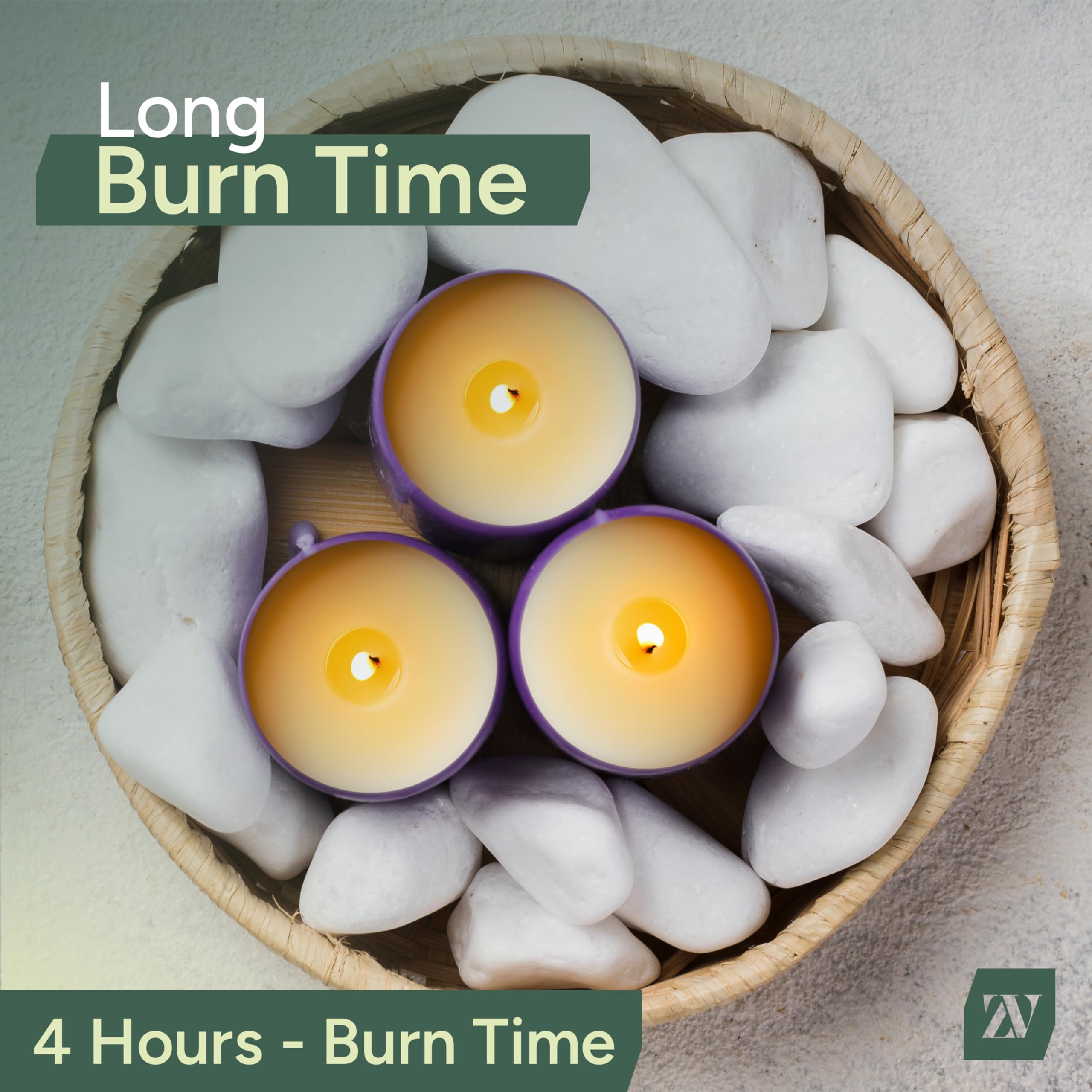 Zuvo Unscented Tea Light Candles - 4-Hour Burn Time | 100 Pack | Lead-Free Cotton Wicks 7