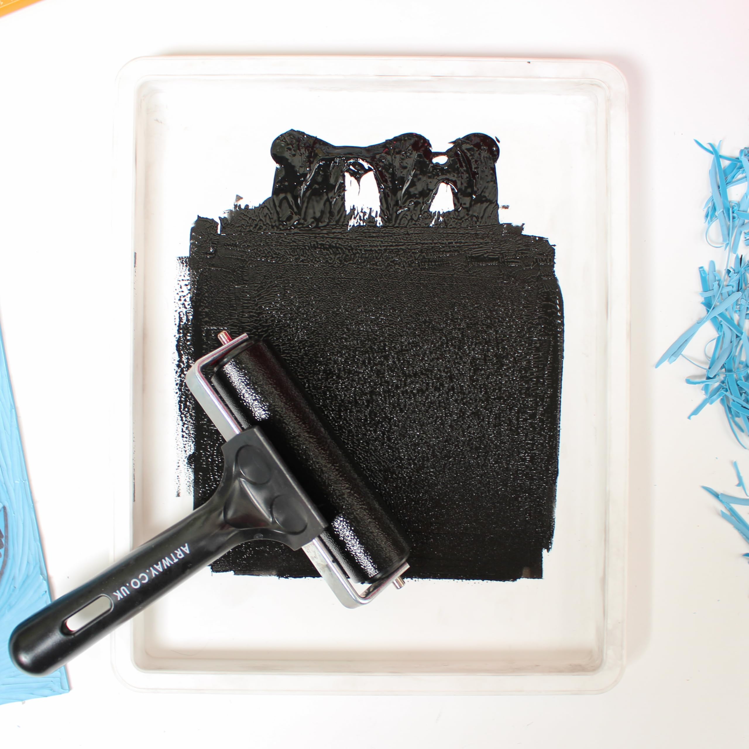 Artway Rubber Brayer Roller - 20cm Black | Ideal for Relief & Lino Printmaking 6