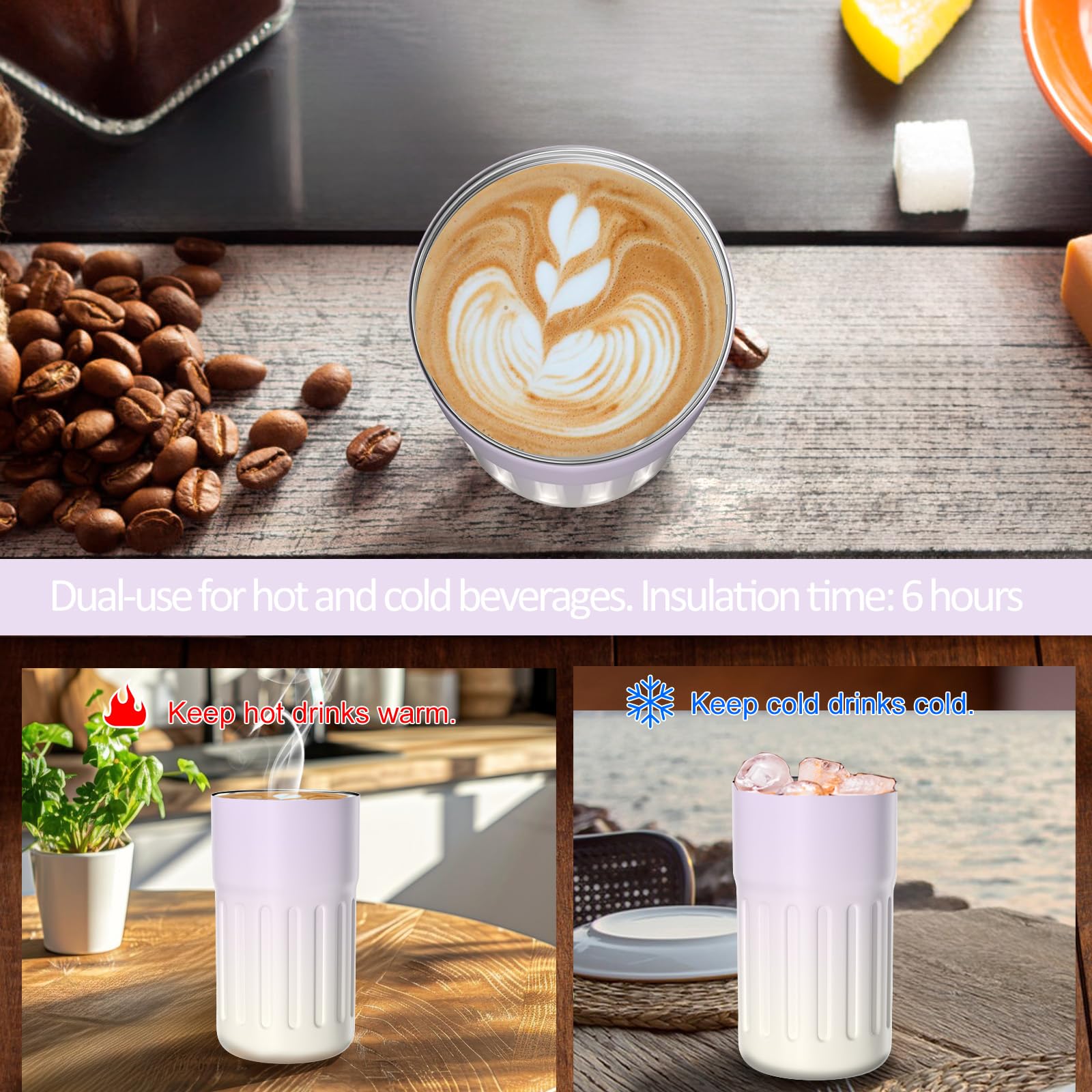 Homealexa Vacuum Insulated Coffee Travel Mug with LED Temperature Display | 410 ml | Gradient Purple 4