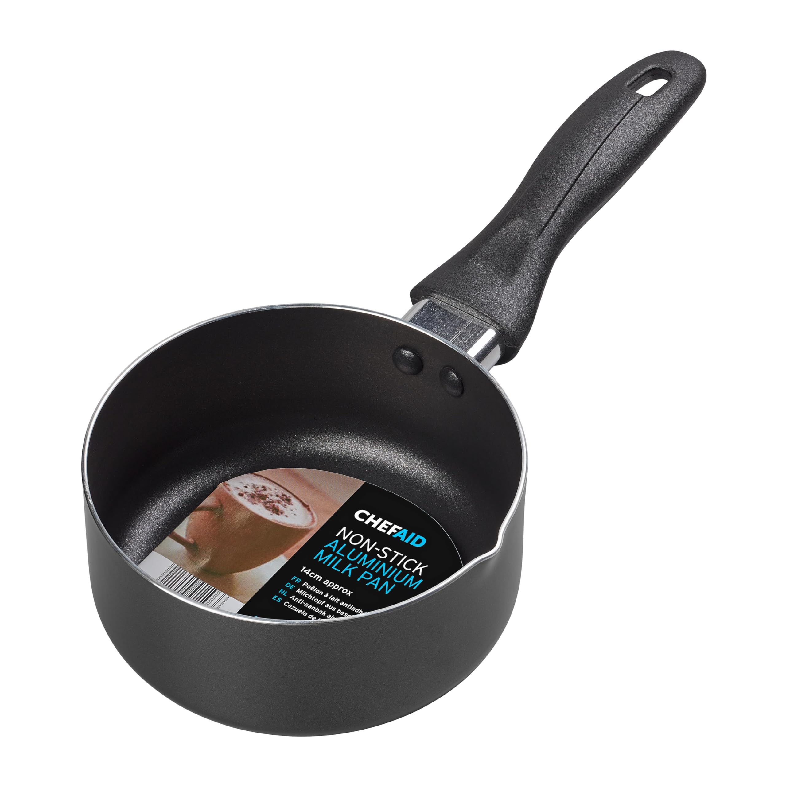 Chef Aid 1 Litre Non-Stick Milk Pan - High Grade Aluminium with Pouring Lip | Black 4