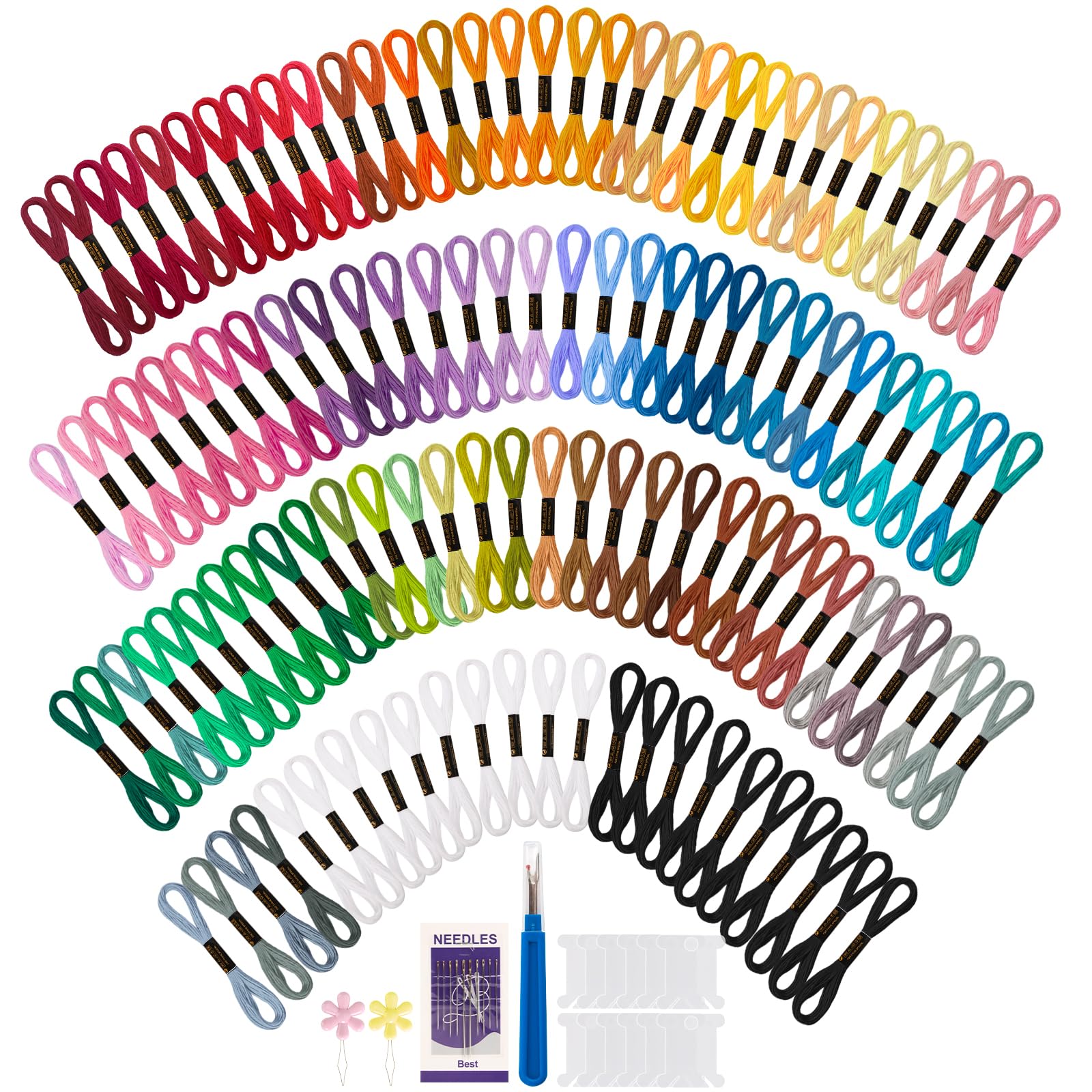 VynyQoo 120PCS Embroidery Threads Kits - 102 Colors Floss for Cross Stitch & DIY Crafts | Polyester 1