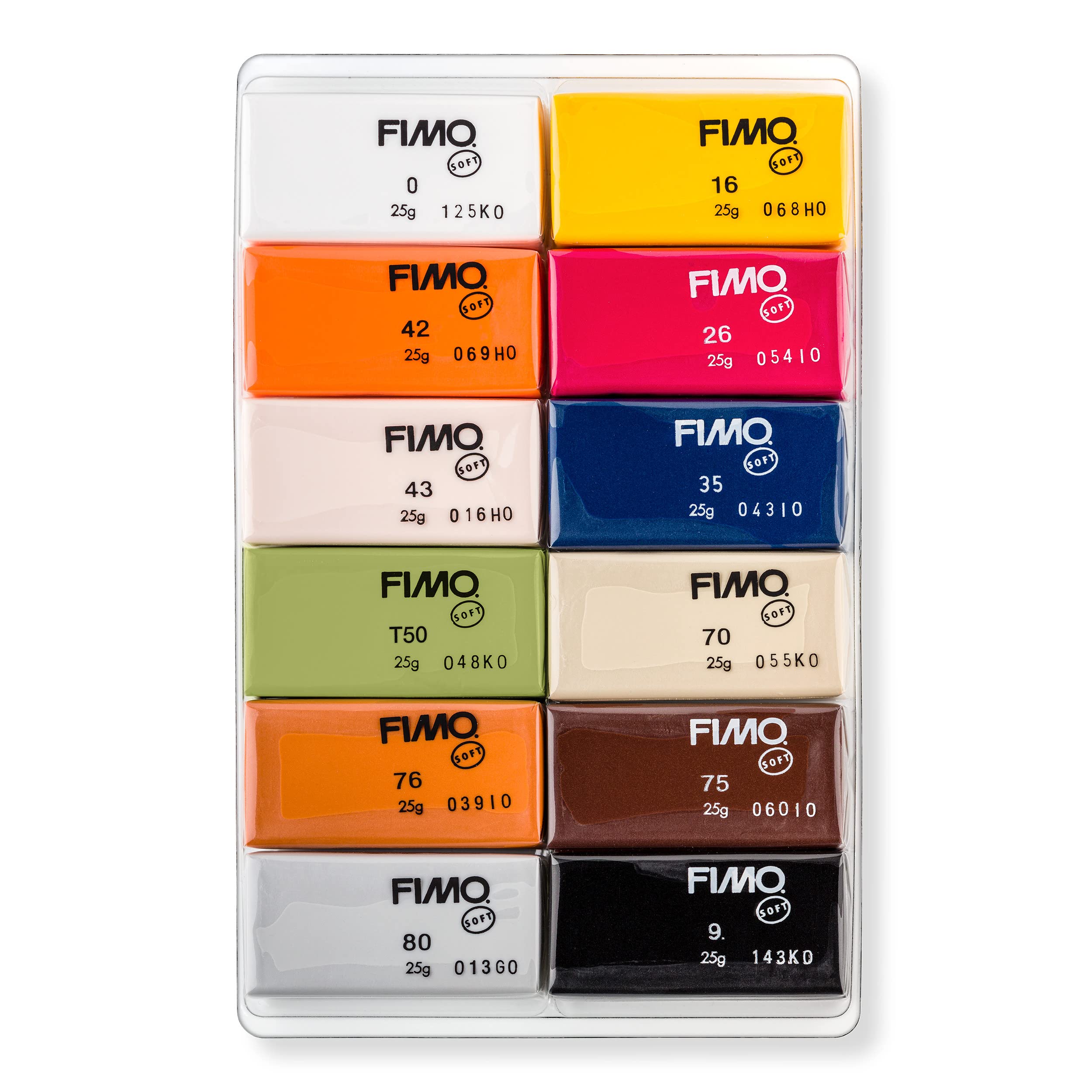 STAEDTLER FIMO Soft Oven-Hardening Polymer Clay - Natural Colours Assortment | 12 x 25g Blocks