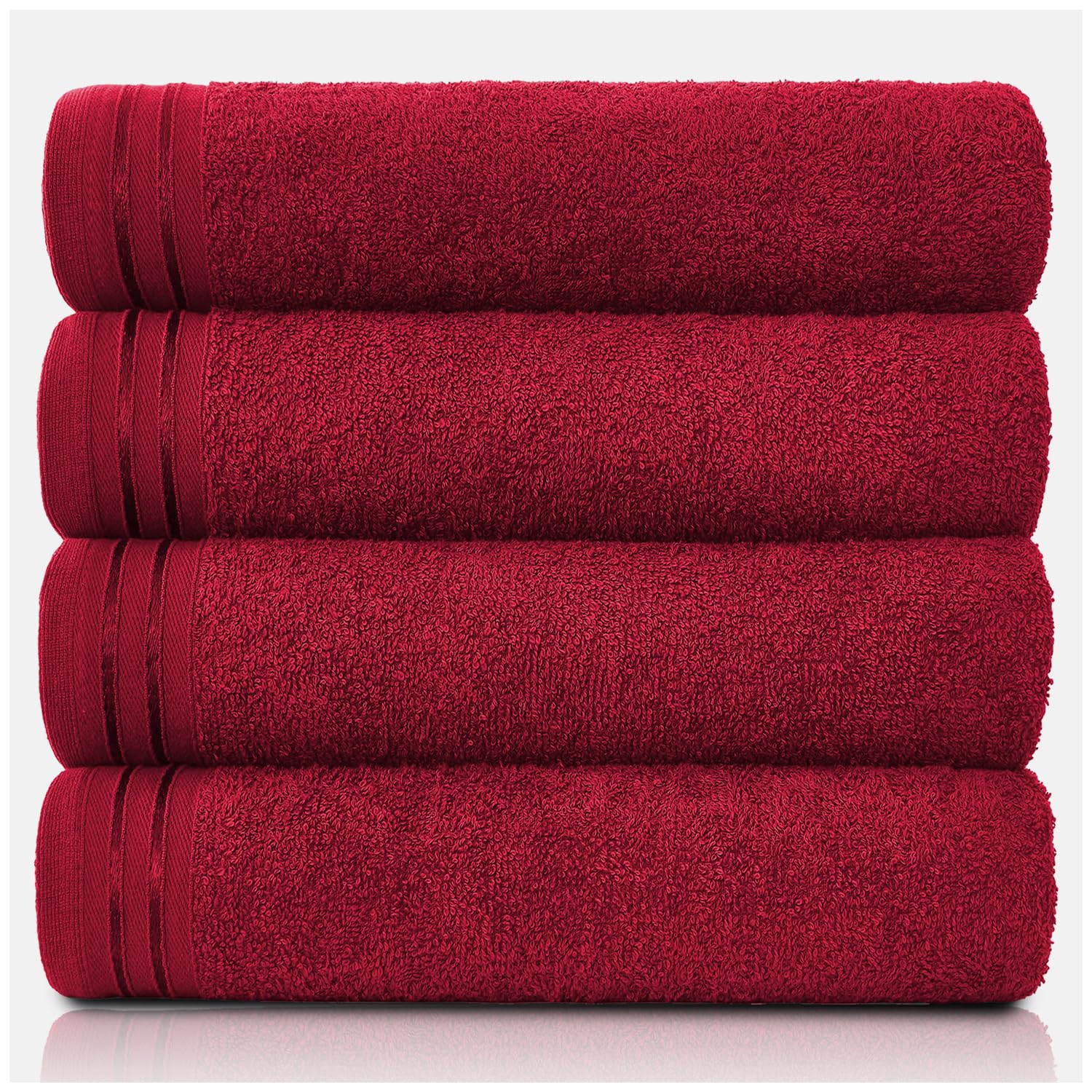 GC GAVENO CAVAILIA Wilsford Bath Sheets - 4 Pack Egyptian Cotton, 450 GSM, Red, 75 x 135 cm 1