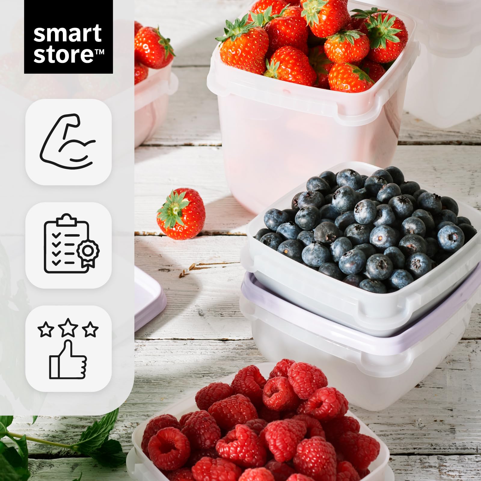SmartStore Freezer Storage Boxes - 1L Set of 3 | BPA Free, Microwave & Dishwasher Safe 4