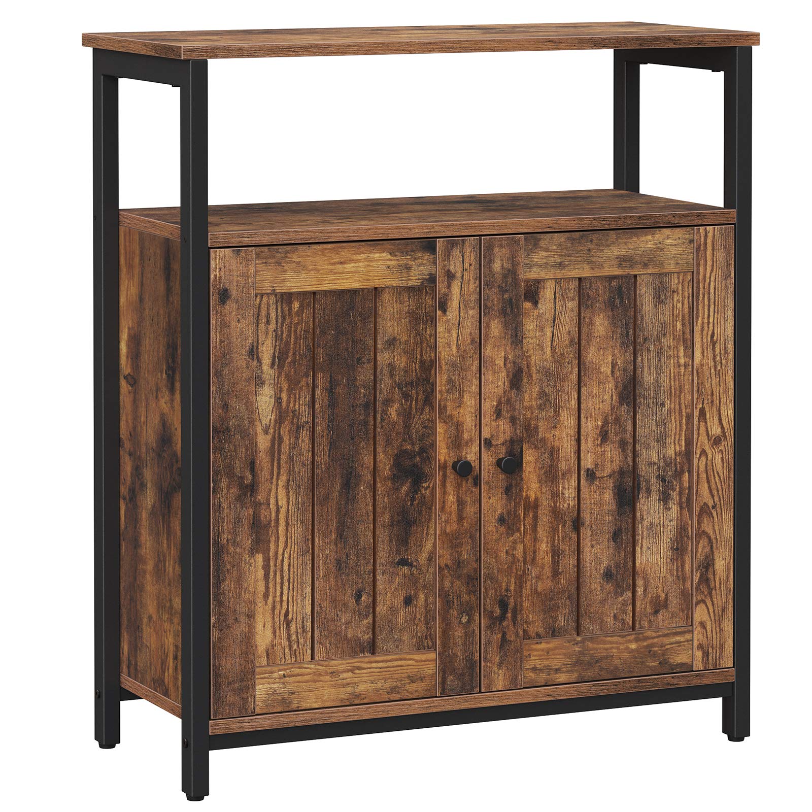 VASAGLE Storage Cabinet - Industrial Style Sideboard | Rustic Brown & Black | Adjustable Shelves