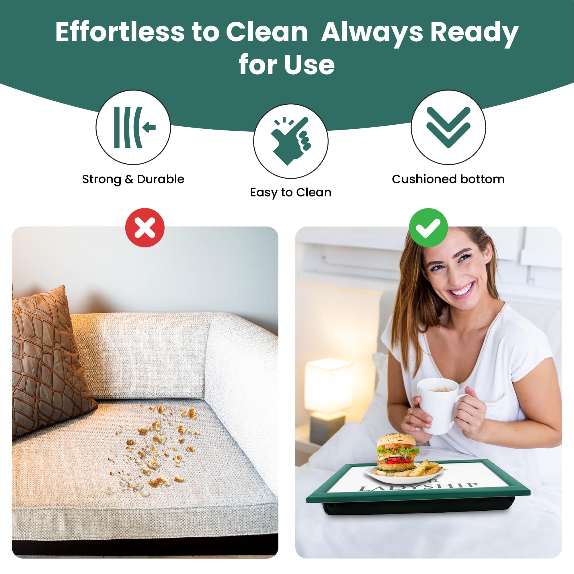 The Leonardo Collection His Lordship Small Laptray with Cushion | Wood | 35x28x6cm 5