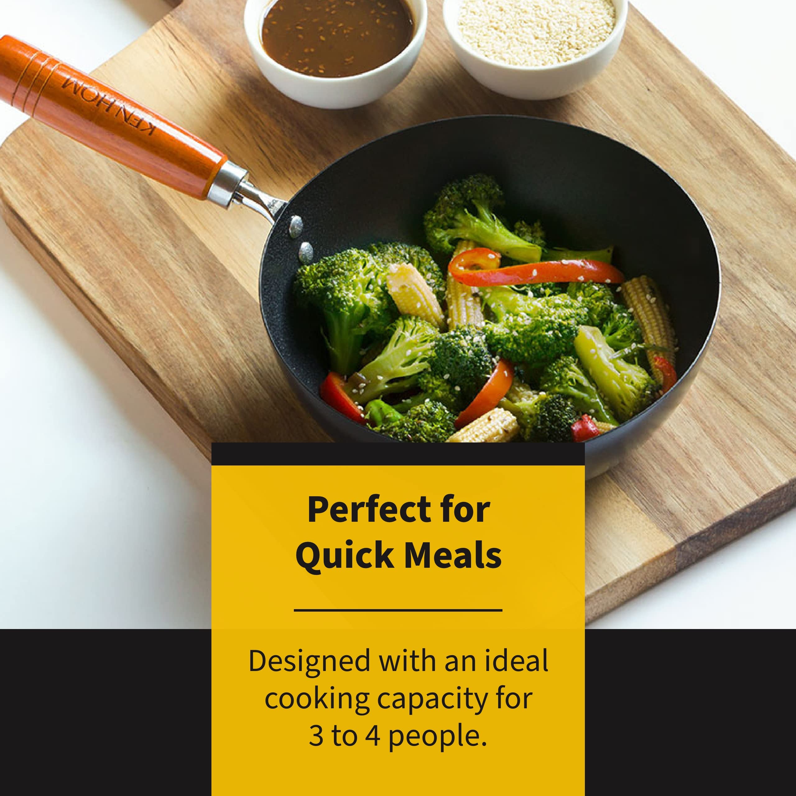Ken Hom Carbon Steel Wok - 31cm Non-Stick Flat Base for Gas/Electric/Ceramic Hobs 6