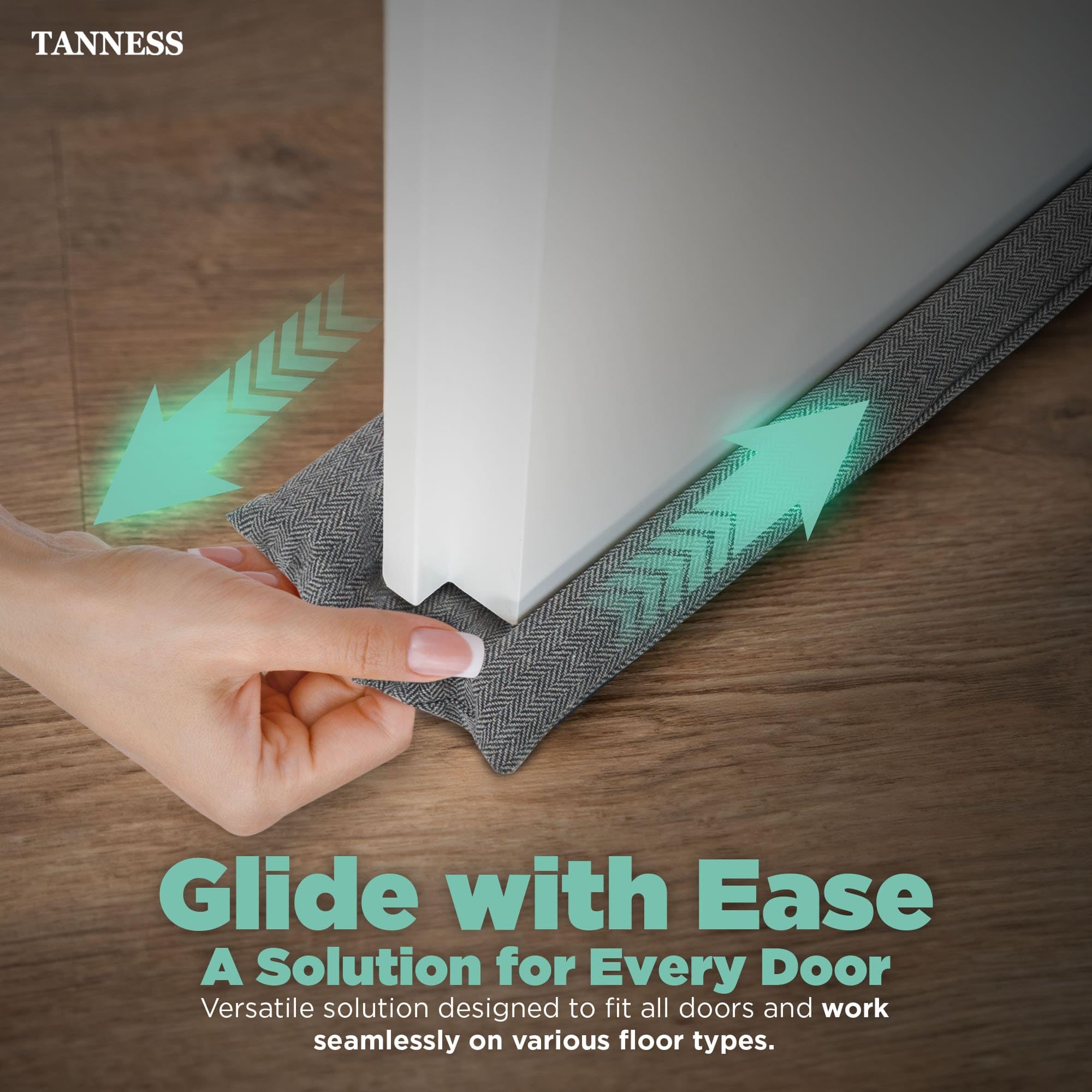 TANNESS Double-Sided Door Draft Excluder - Adjustable 70-90cm Fit | Waterproof Polyester 3