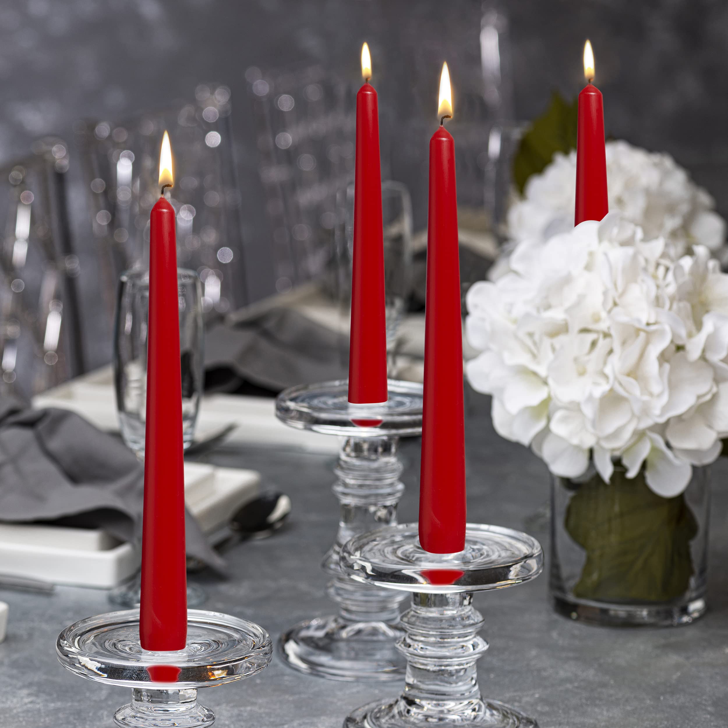 BOLSIUS Tapered Dinner Candles - 24.5cm Height, 7.5h Burn Time | 10 Pack | Red | Unscented 6