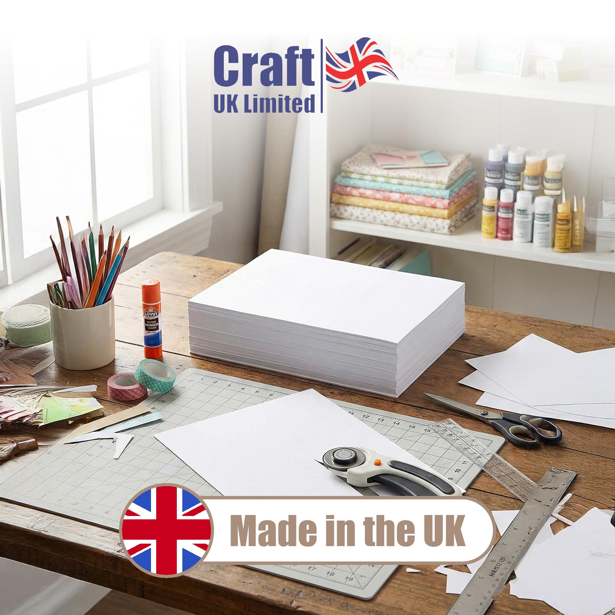 Craft UK A4 Smooth Card Stock - 300gsm, 100 Sheets, White | Made in Great Britain 2