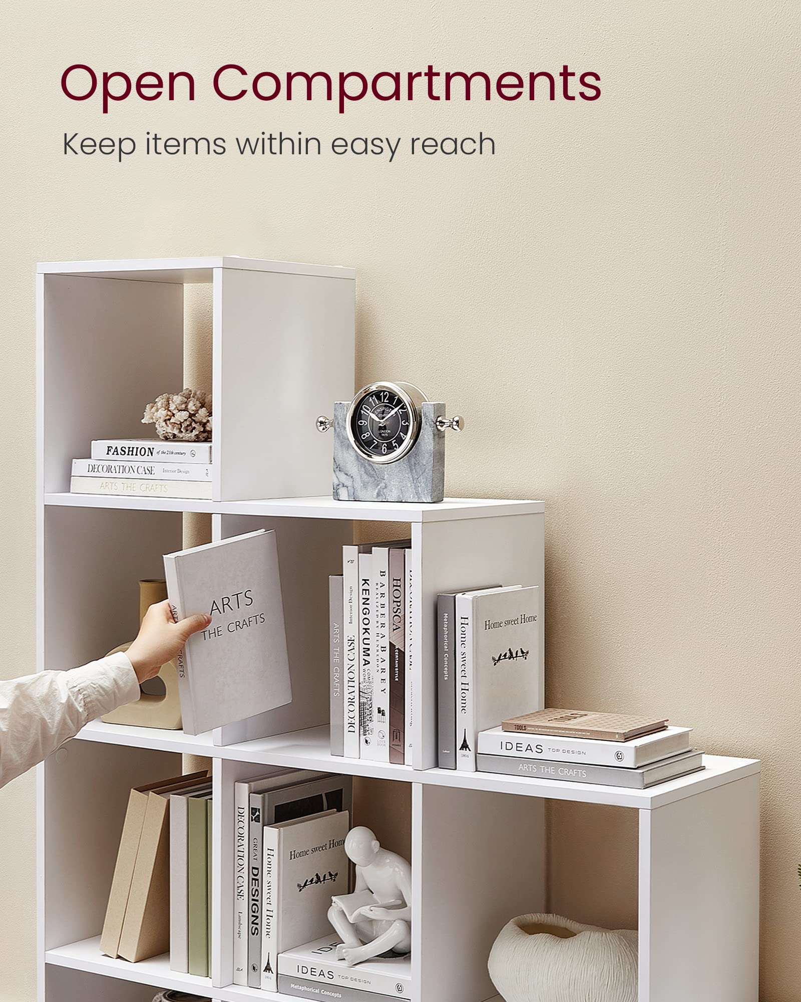 VASAGLE 10-Cube Bookcase - Cloudy White | Engineered Wood | 29 x 129.5 x 129.5 cm 4