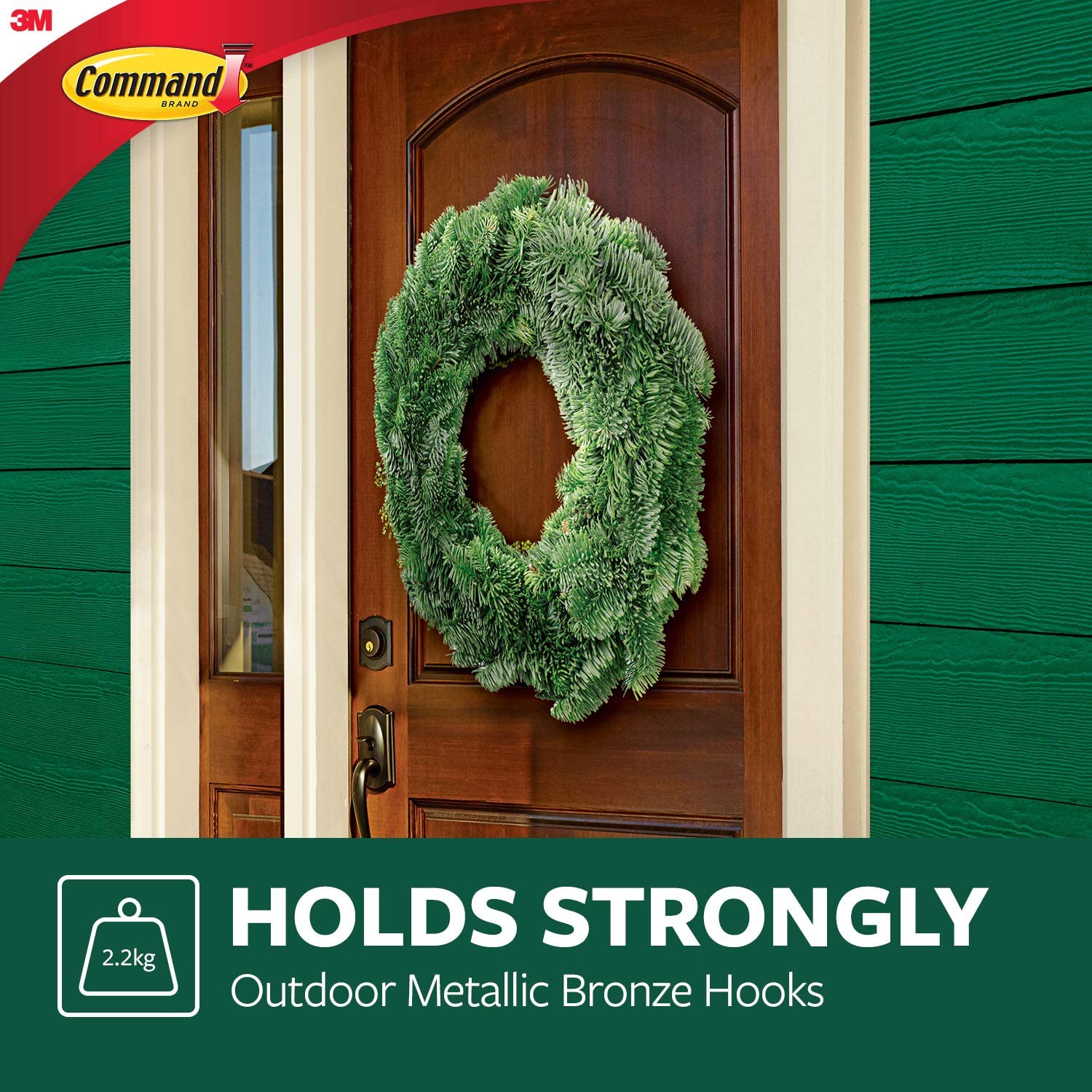 Command Large Designer Metallic Bronze Outdoor Hook - Secure Hanging for Wreaths & Signs | Damage-Free Removal 4