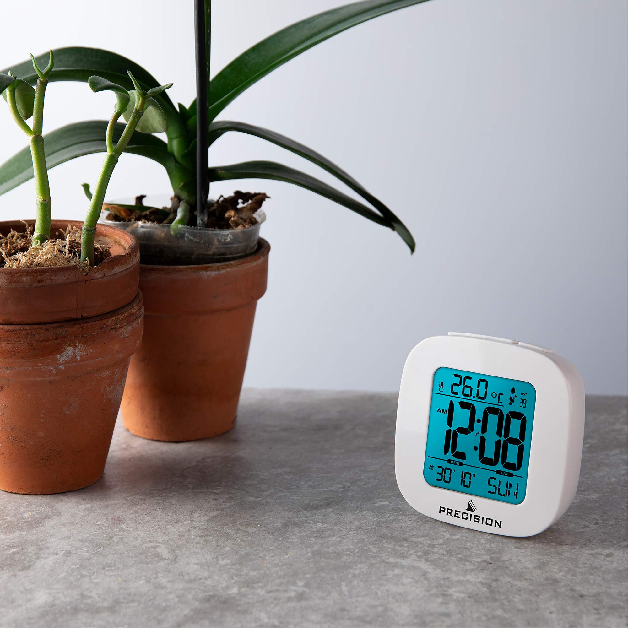 Precision AP058 Digital Alarm Clock - White Plastic | LCD Backlight | Snooze Function 6
