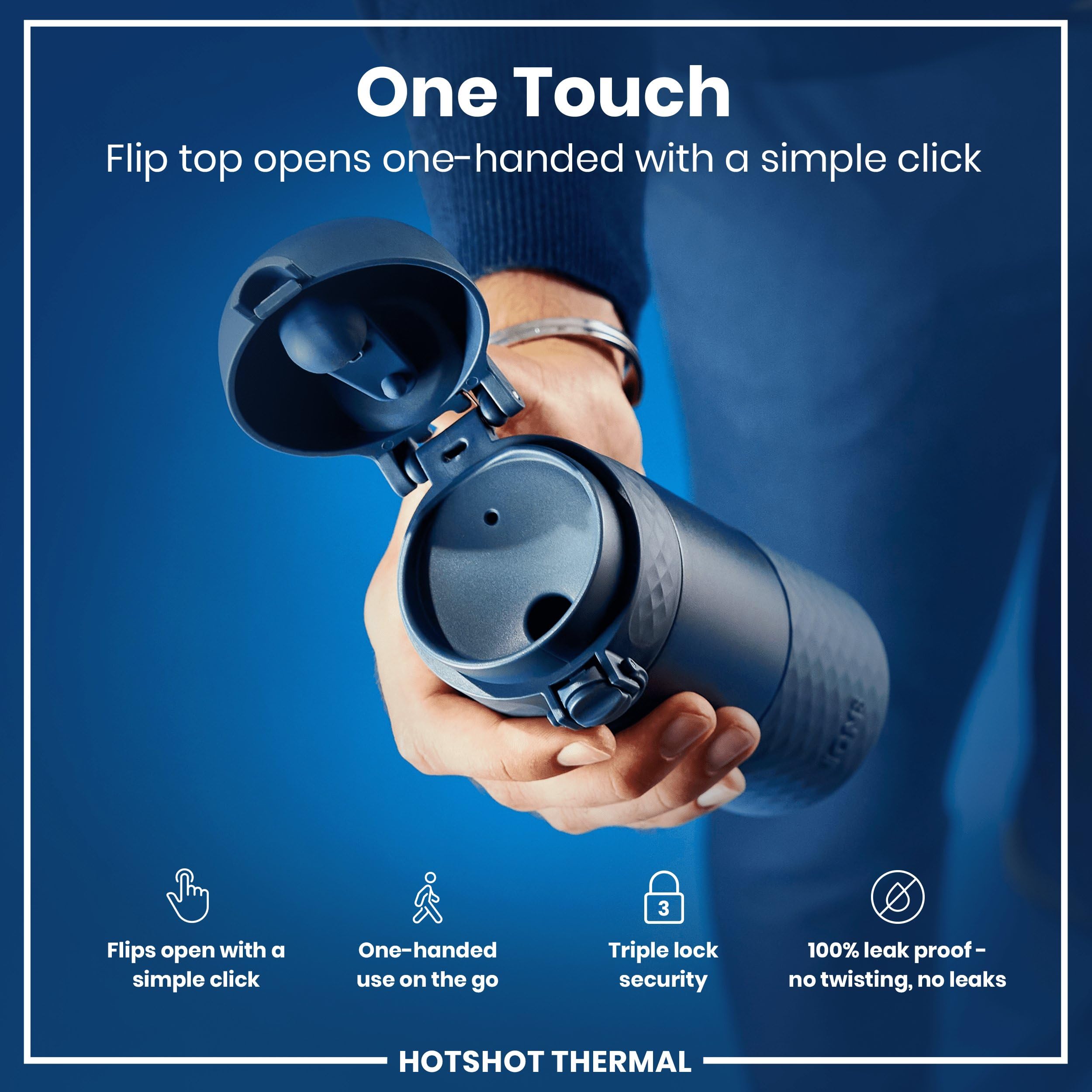 Ion8 Hotshot Insulated Travel Mug - 360 ml | Leak Proof | Ash Navy | Stainless Steel 4