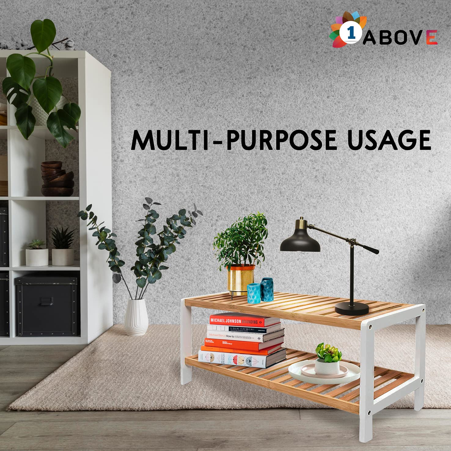 1ABOVE Bamboo Shoe Rack - 2 Tier Slim Storage | 67cm Wide | 15kg Max Load per Shelf 7